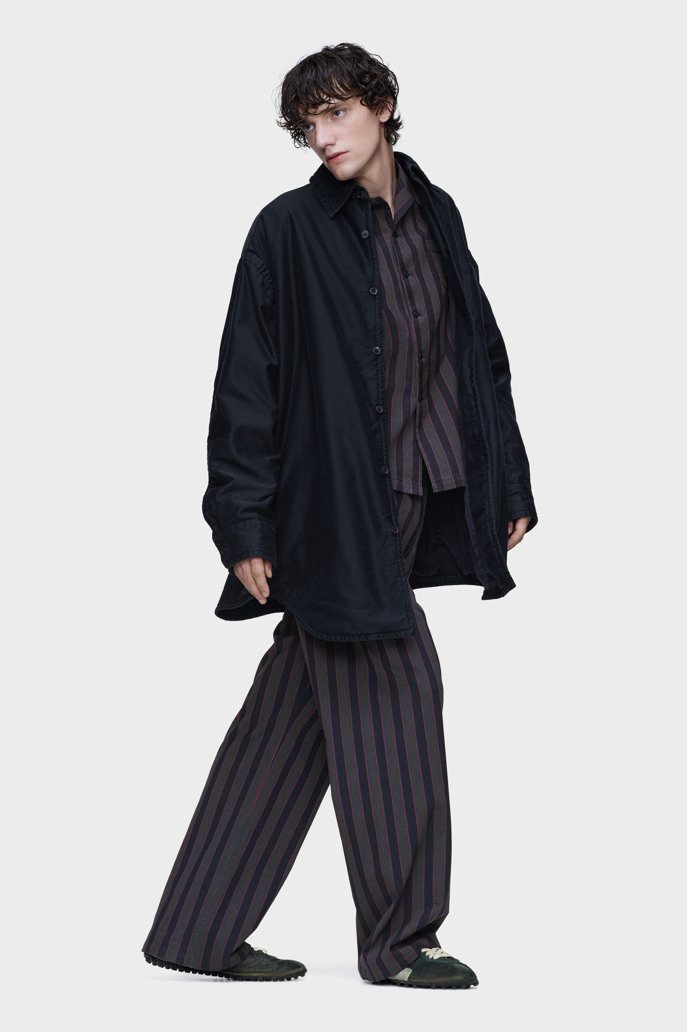 パデッド コットンサテンシャツ