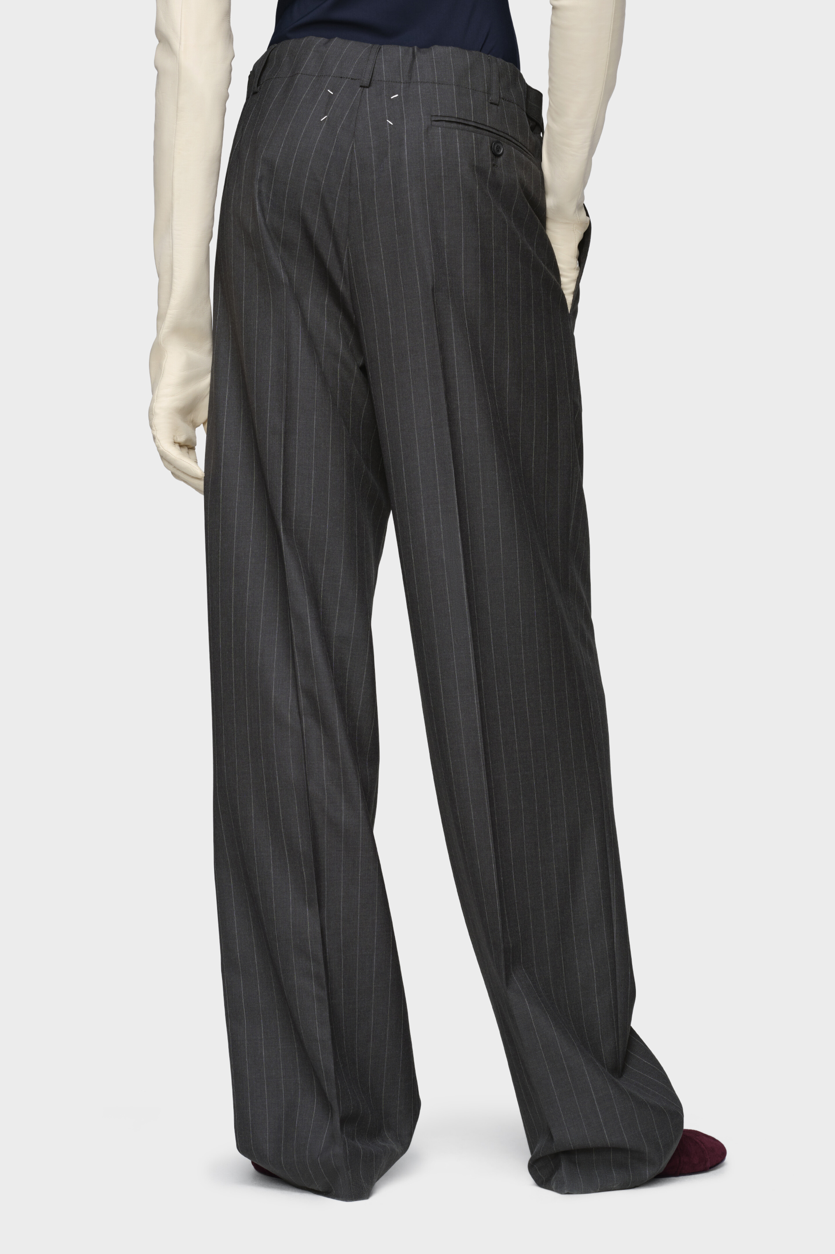 Pinstripe Wool Drawstring Trousers