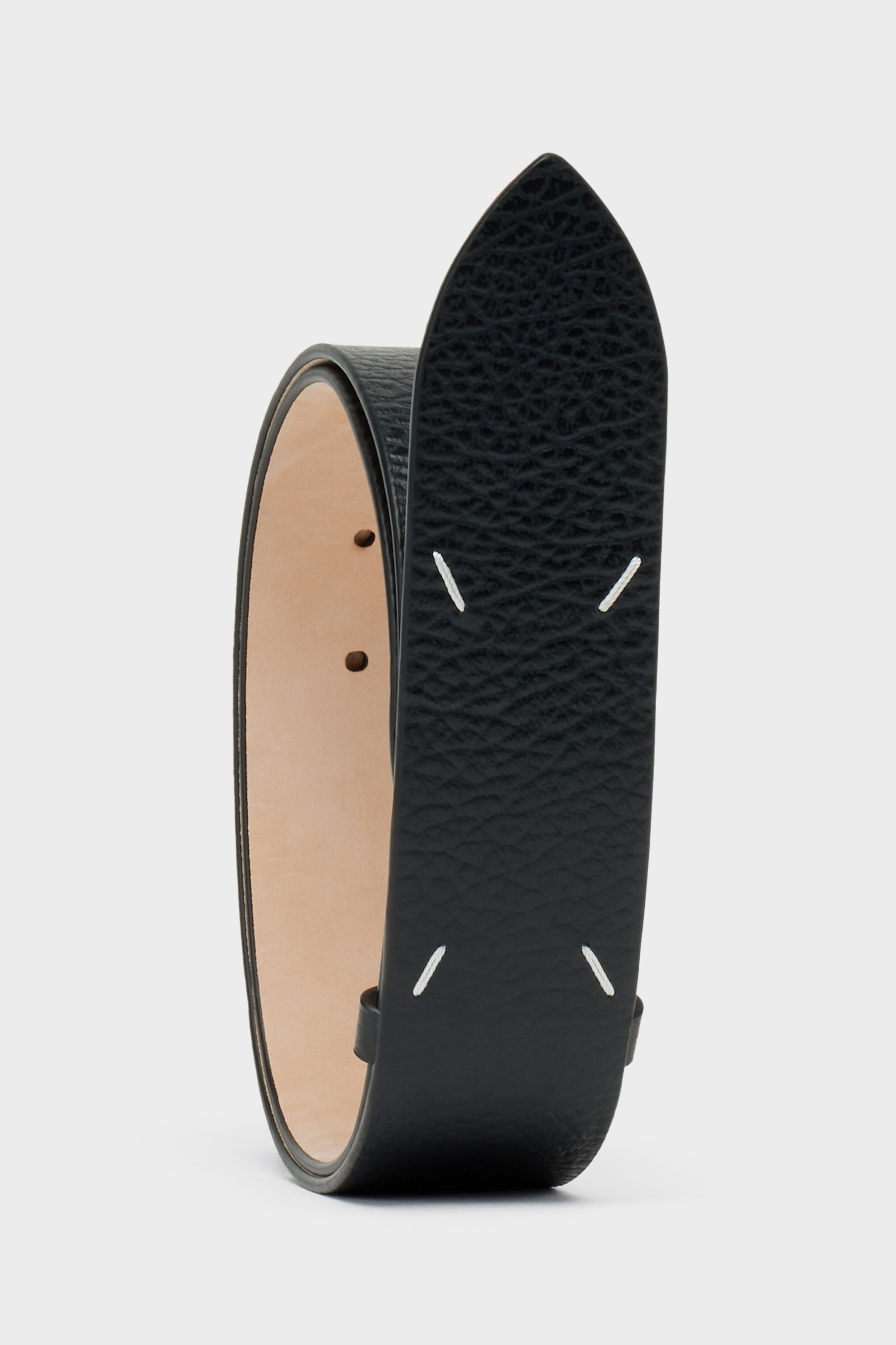 Black Calf Leather Four Stitches Belt | Maison Margiela