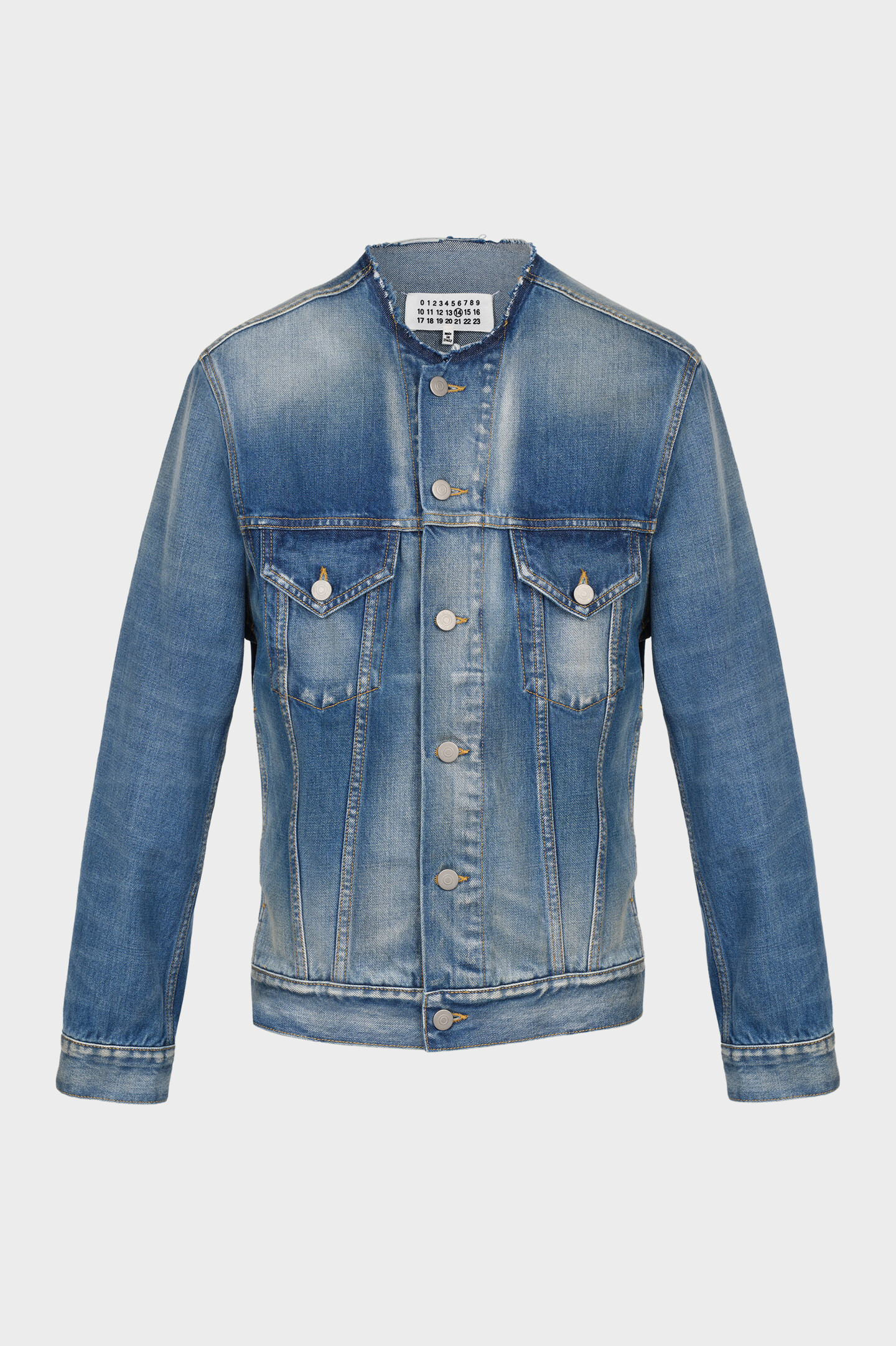 Blue Collarless Denim Jacket | Maison Margiela