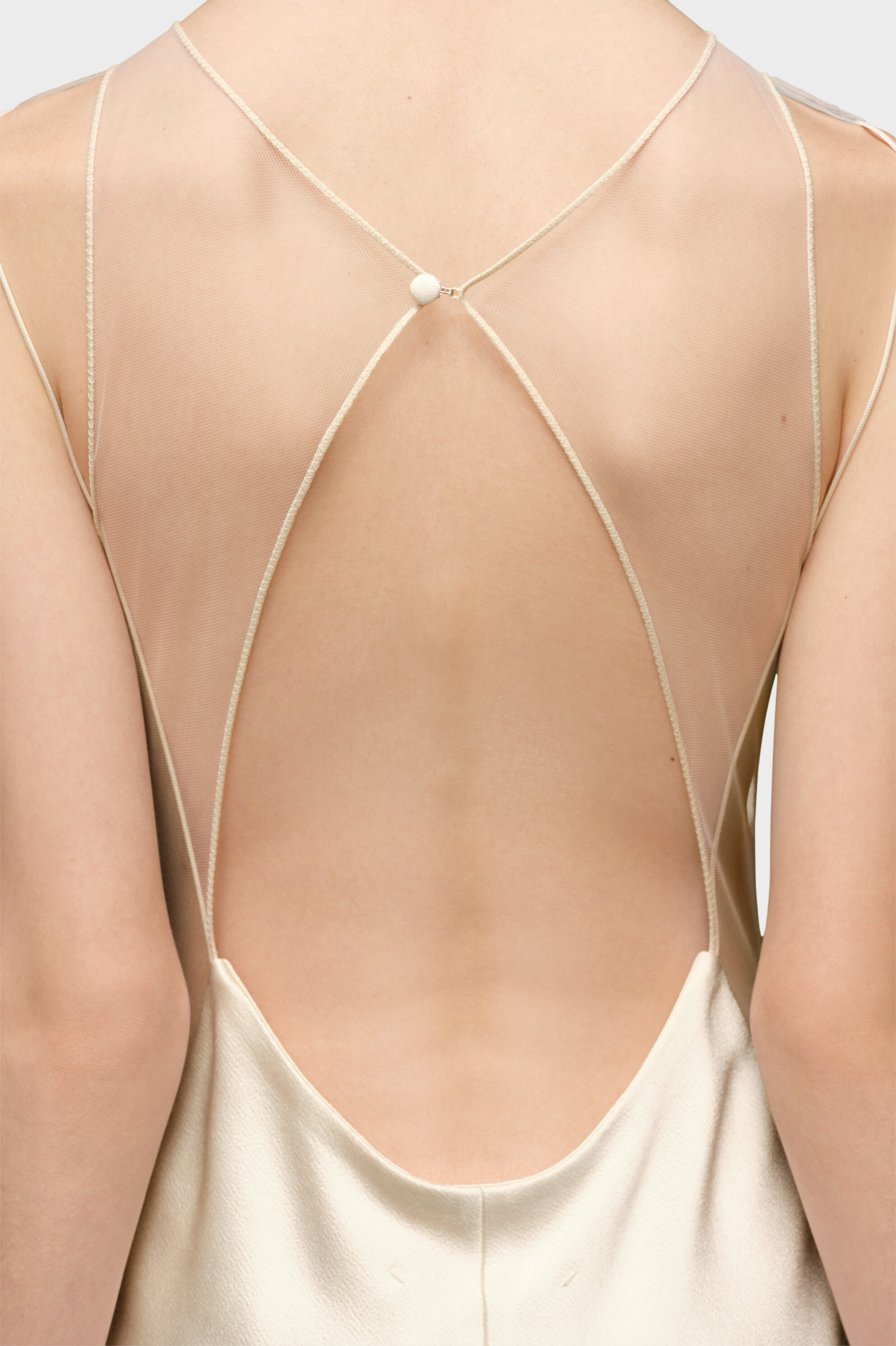 Ivory Hammered Satin Flared Maxi Dress | Maison Margiela