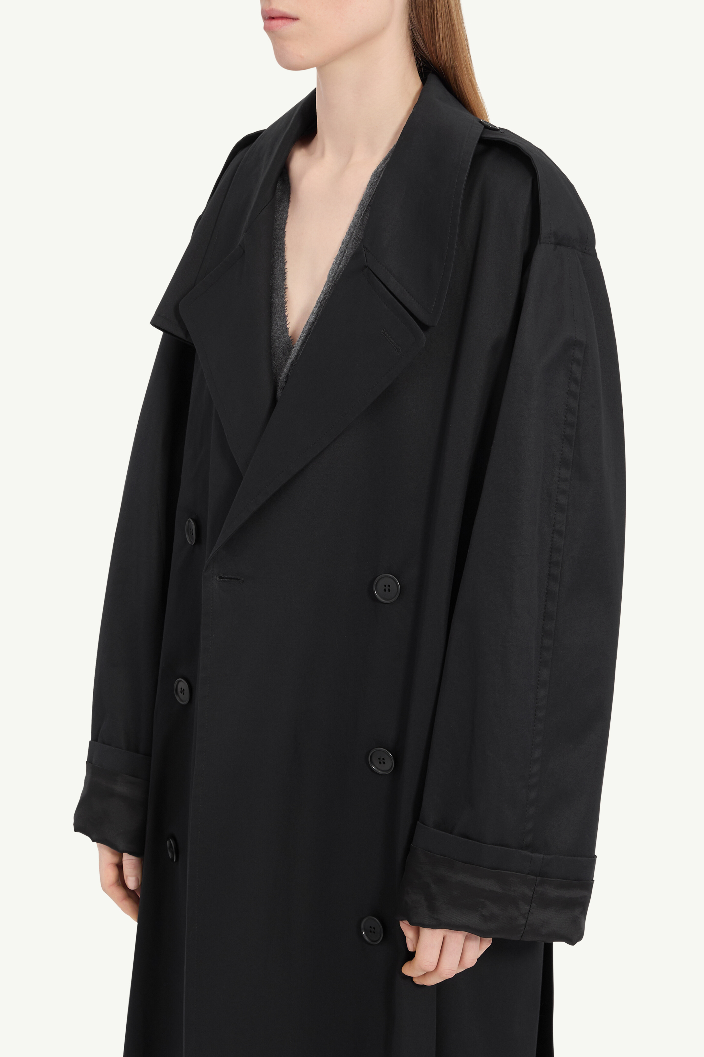 Black Cotton trench coat | MM6 Official