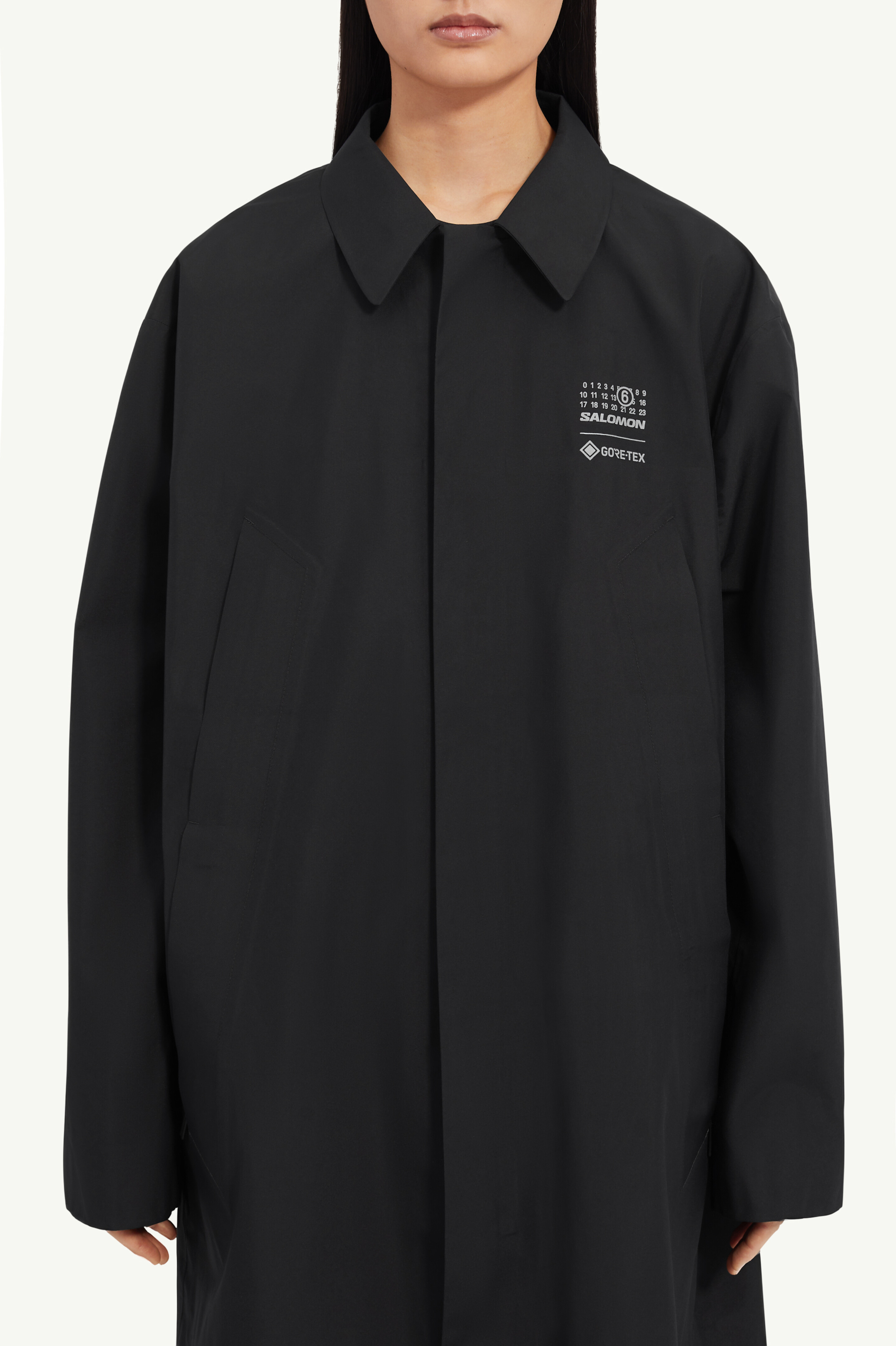 Black Oversized Coat MM6 x Salomon | MM6