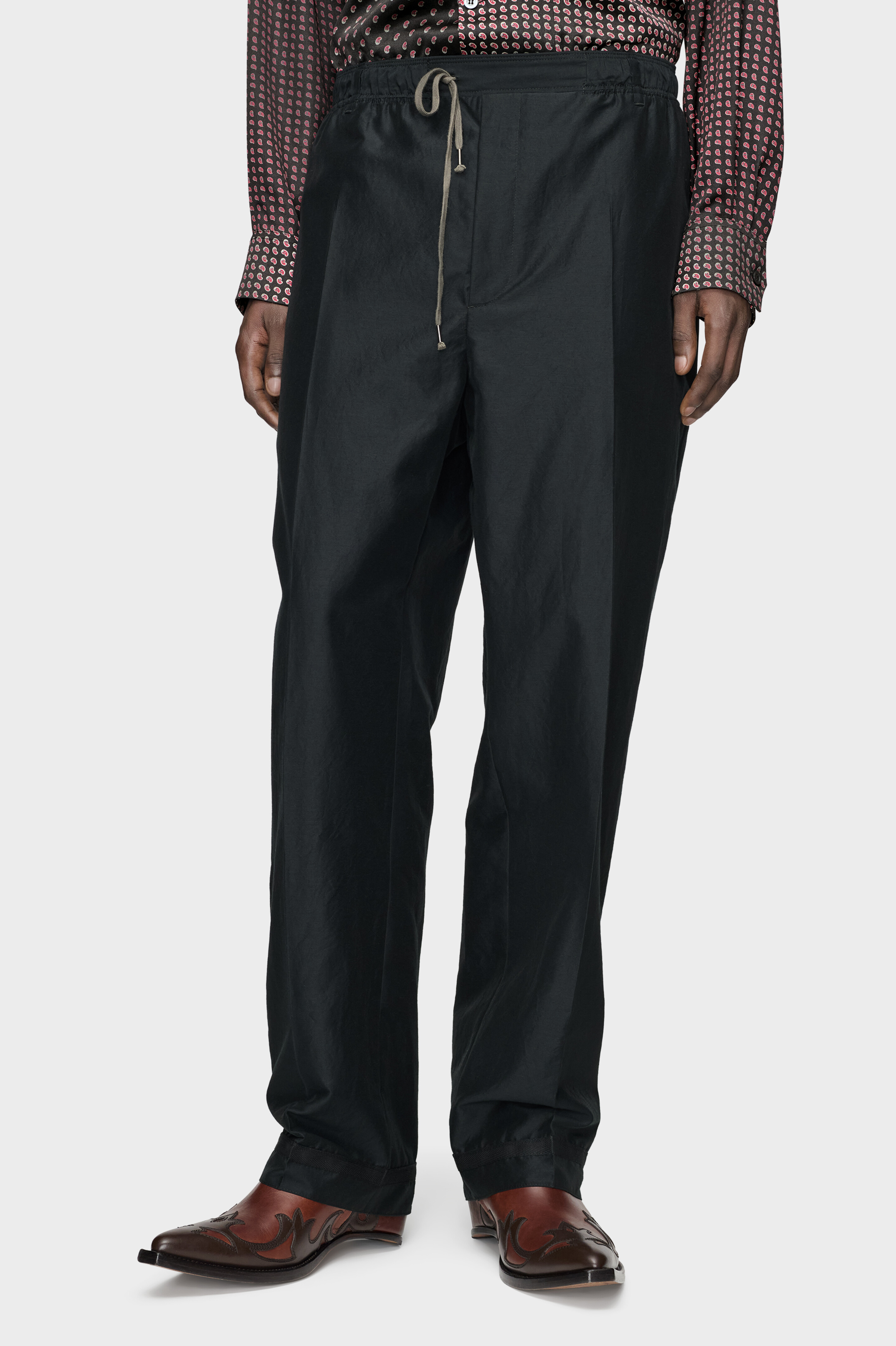 Dark Blue Cotton Drawstring Trousers | Maison Margiela Official