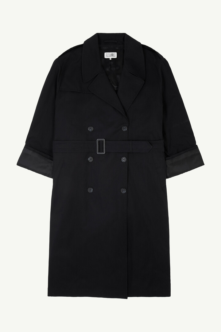 Black Cotton twill trench coat | MM6 Official