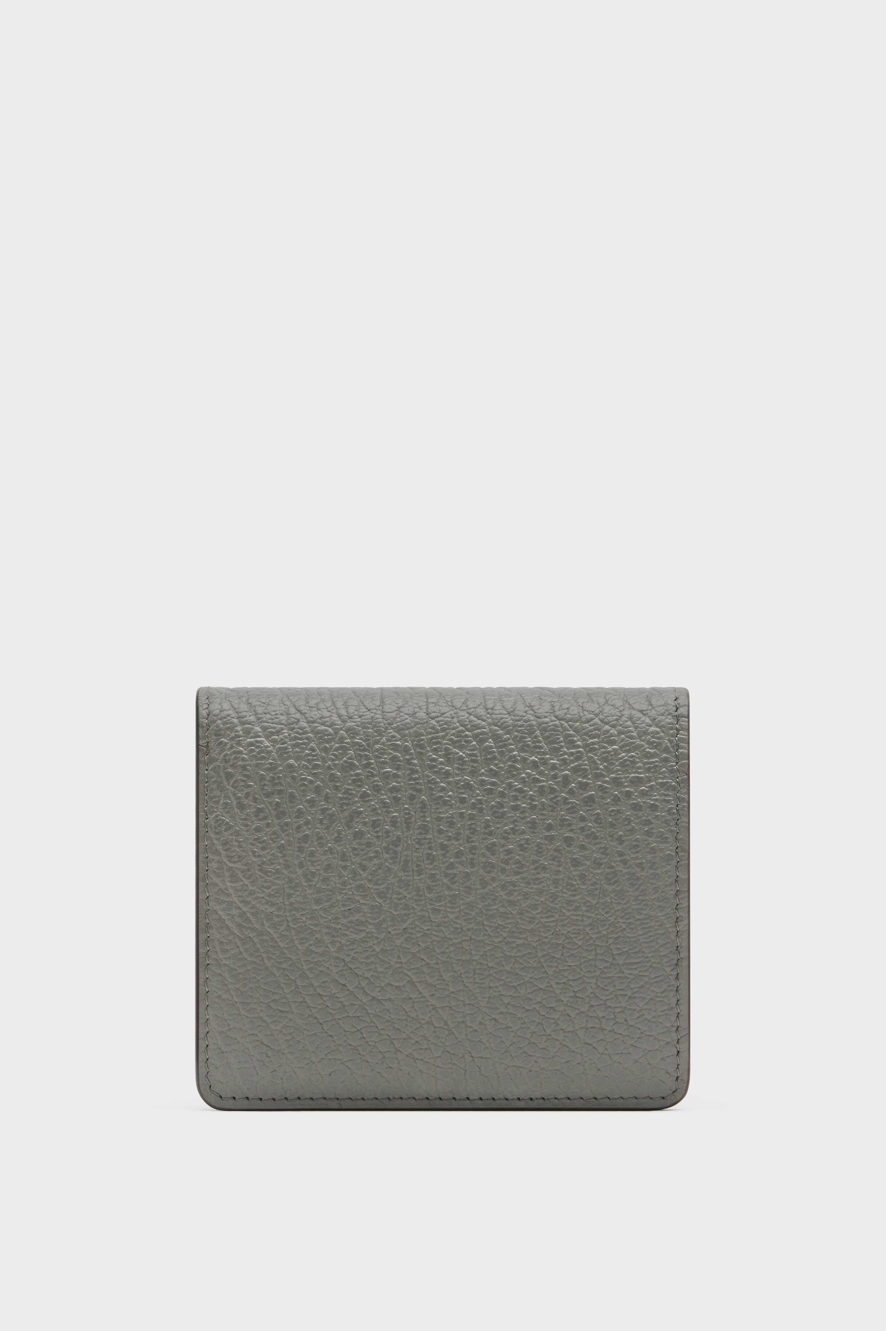 Gray 100% Leather Four Stitches Pocket Cardholder