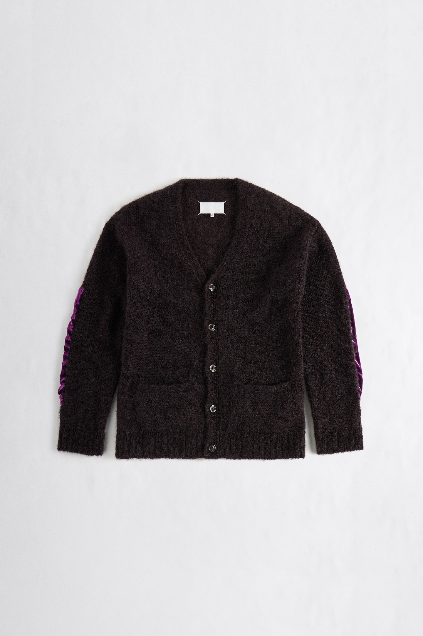 Aubergine Velvet Patch Mohair Cardigan | Maison Margiela Official