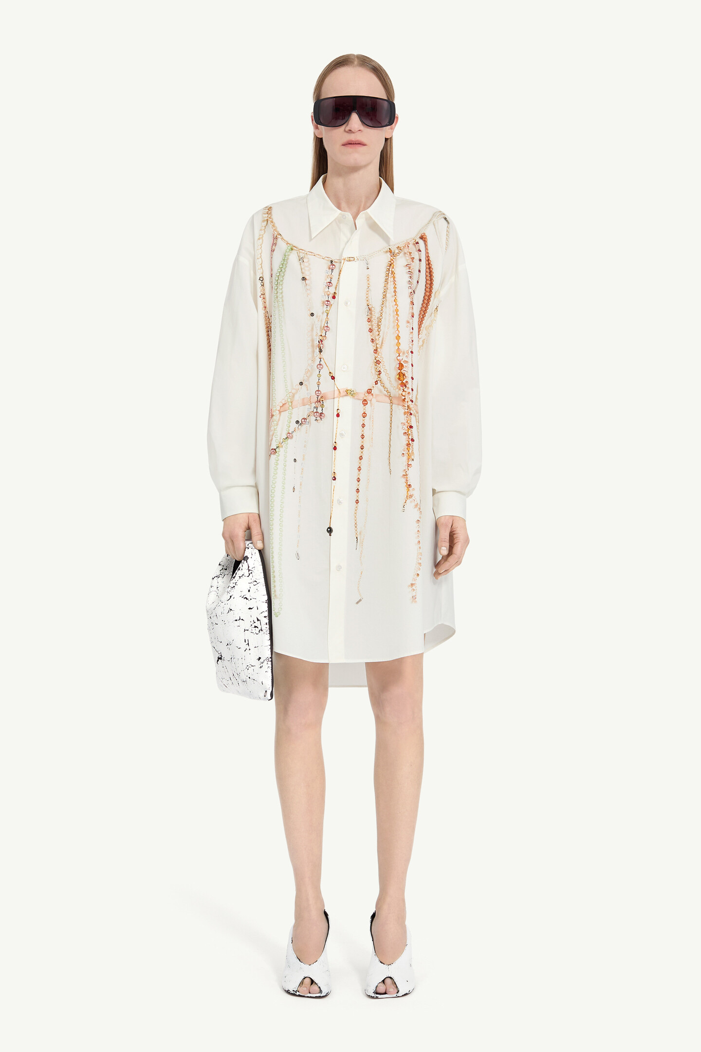 White Pearl Shirt Dress | MM6 Official