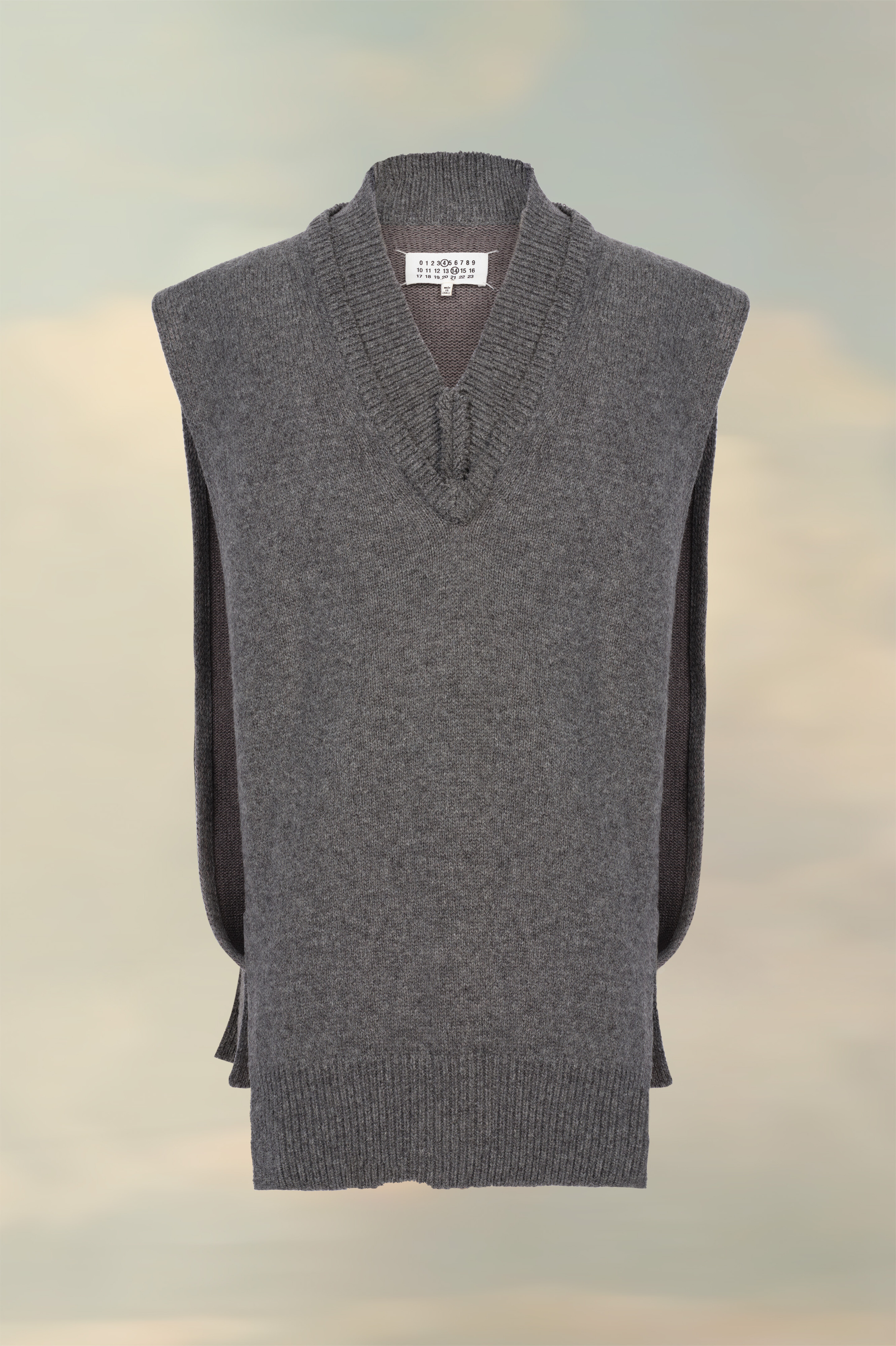 Grey Oversized Knitted V-Neck Vest | Maison Margiela