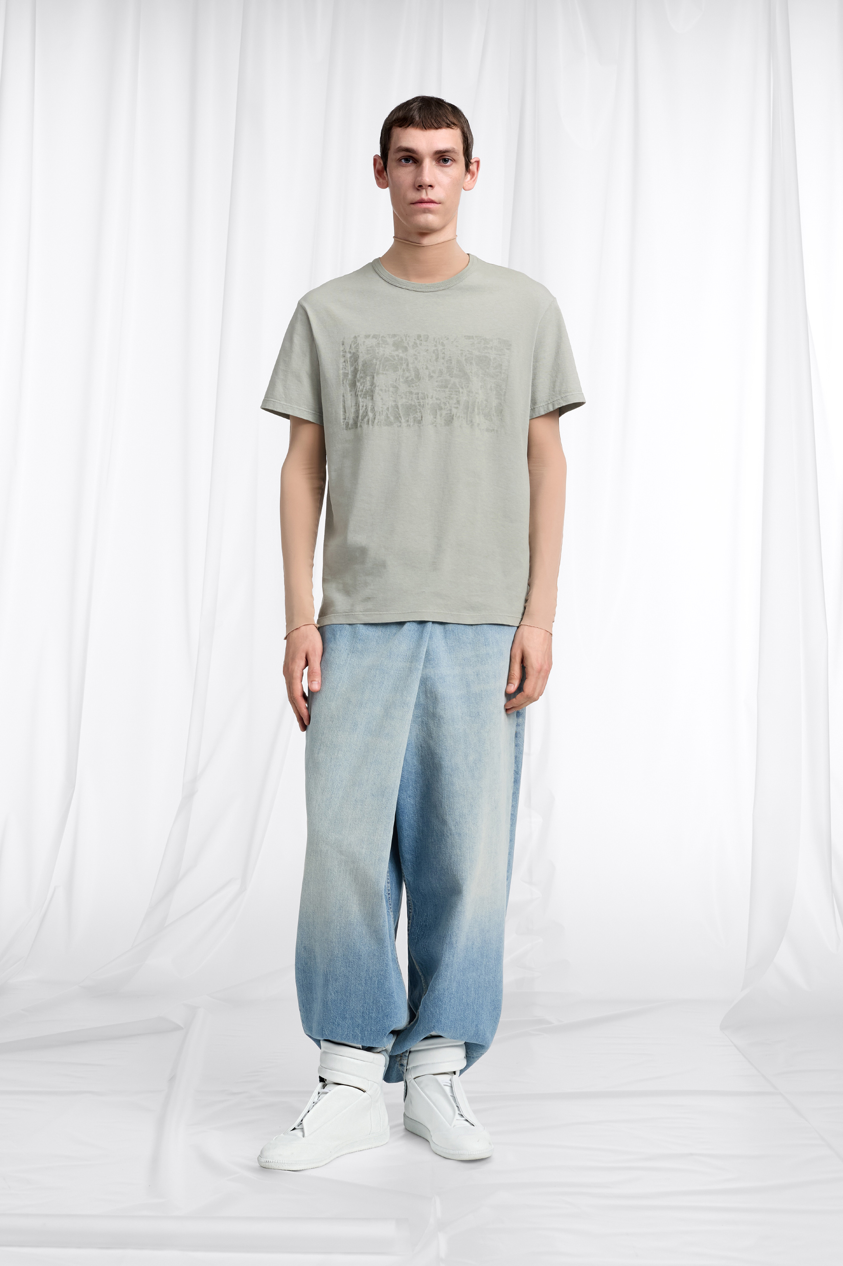 Light Grey Wax Treatment Cotton T-Shirt | Maison Margiela Official
