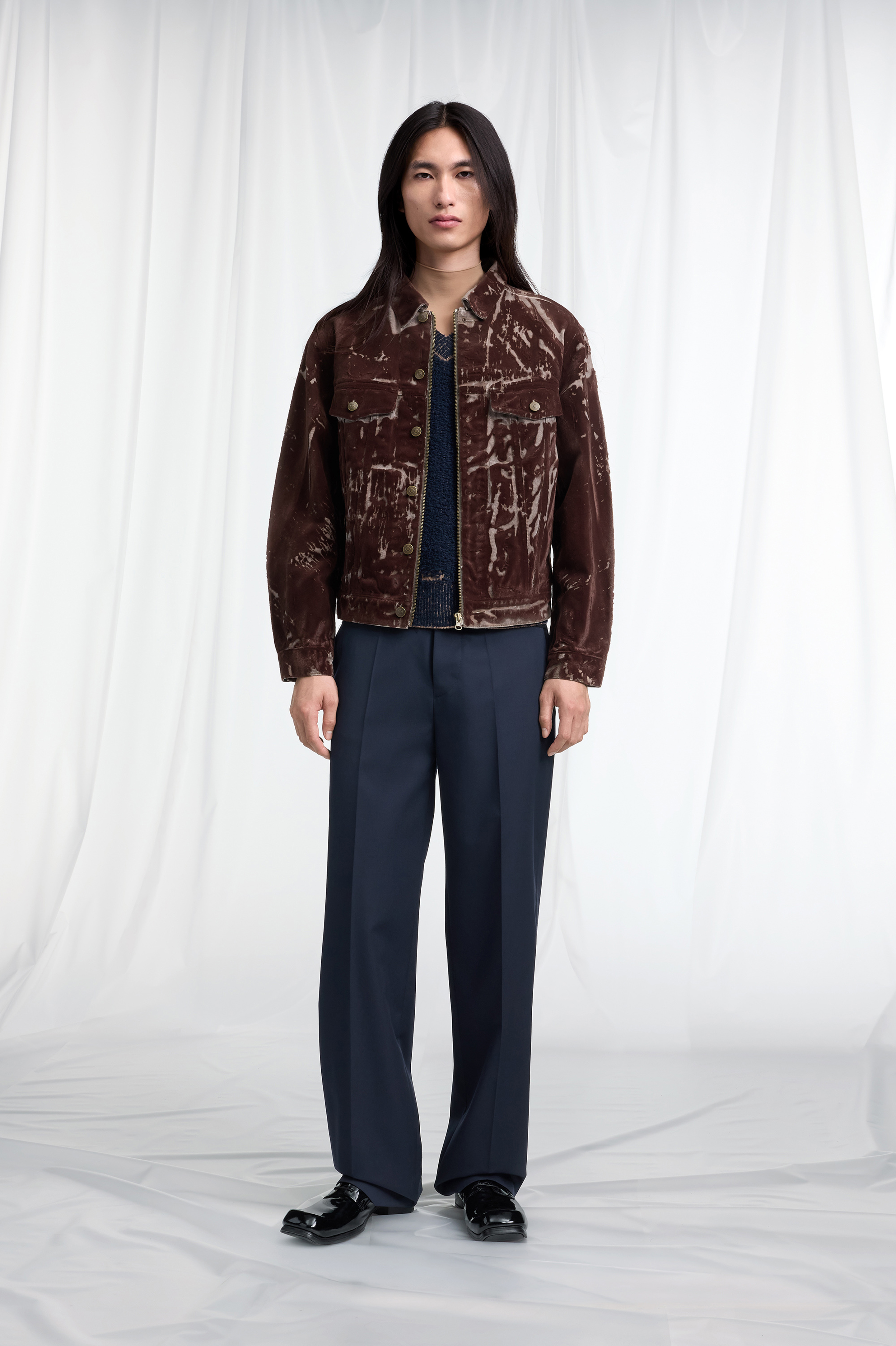 Flocked Denim Trucker Jacket