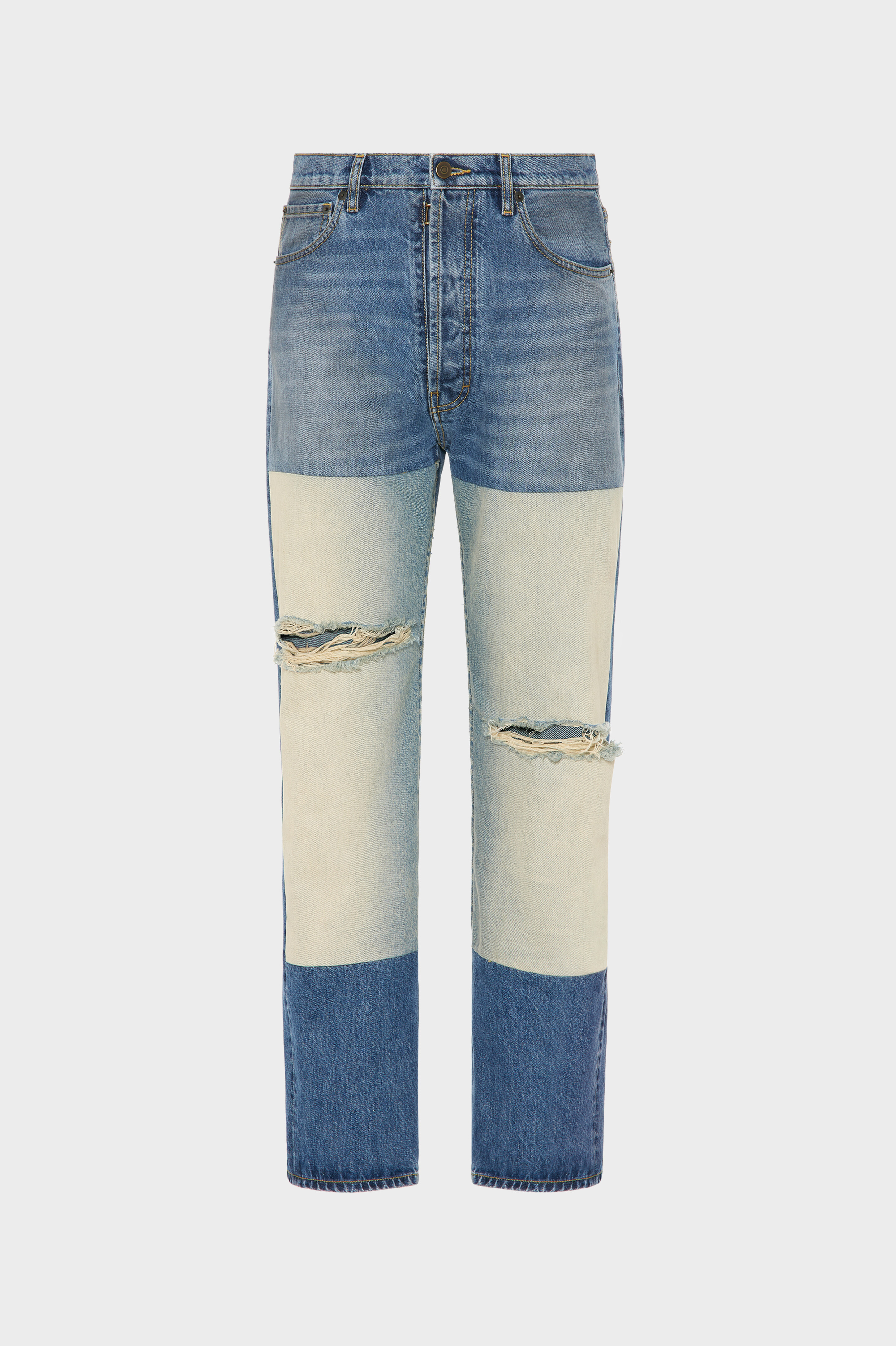 Patched Panel Straight Jeans
