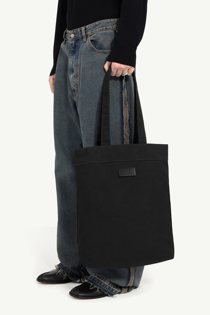 100% Cotton Reversix Canvas Shopping Bag | MM6