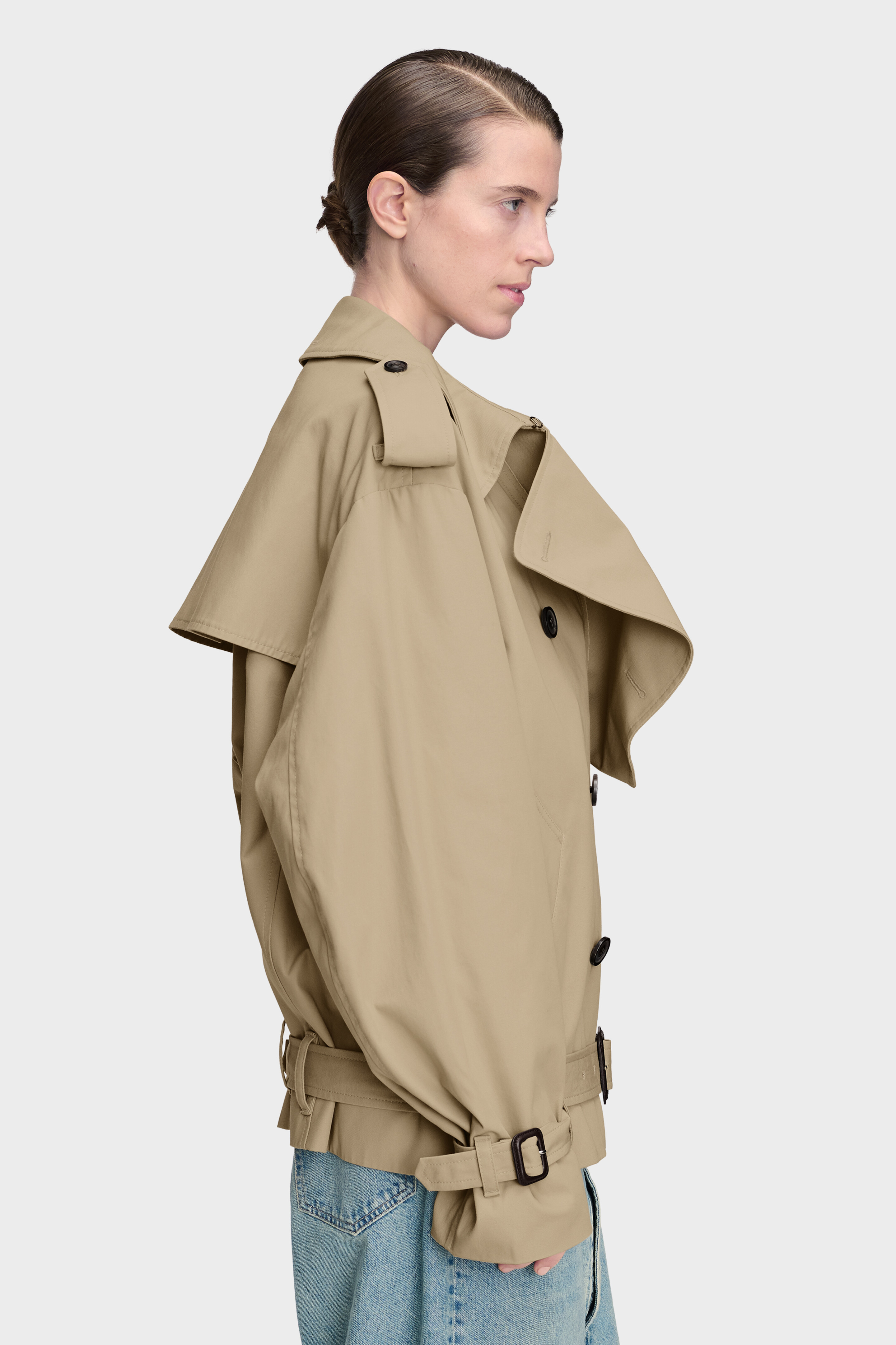 Folded Collar Cotton Caban