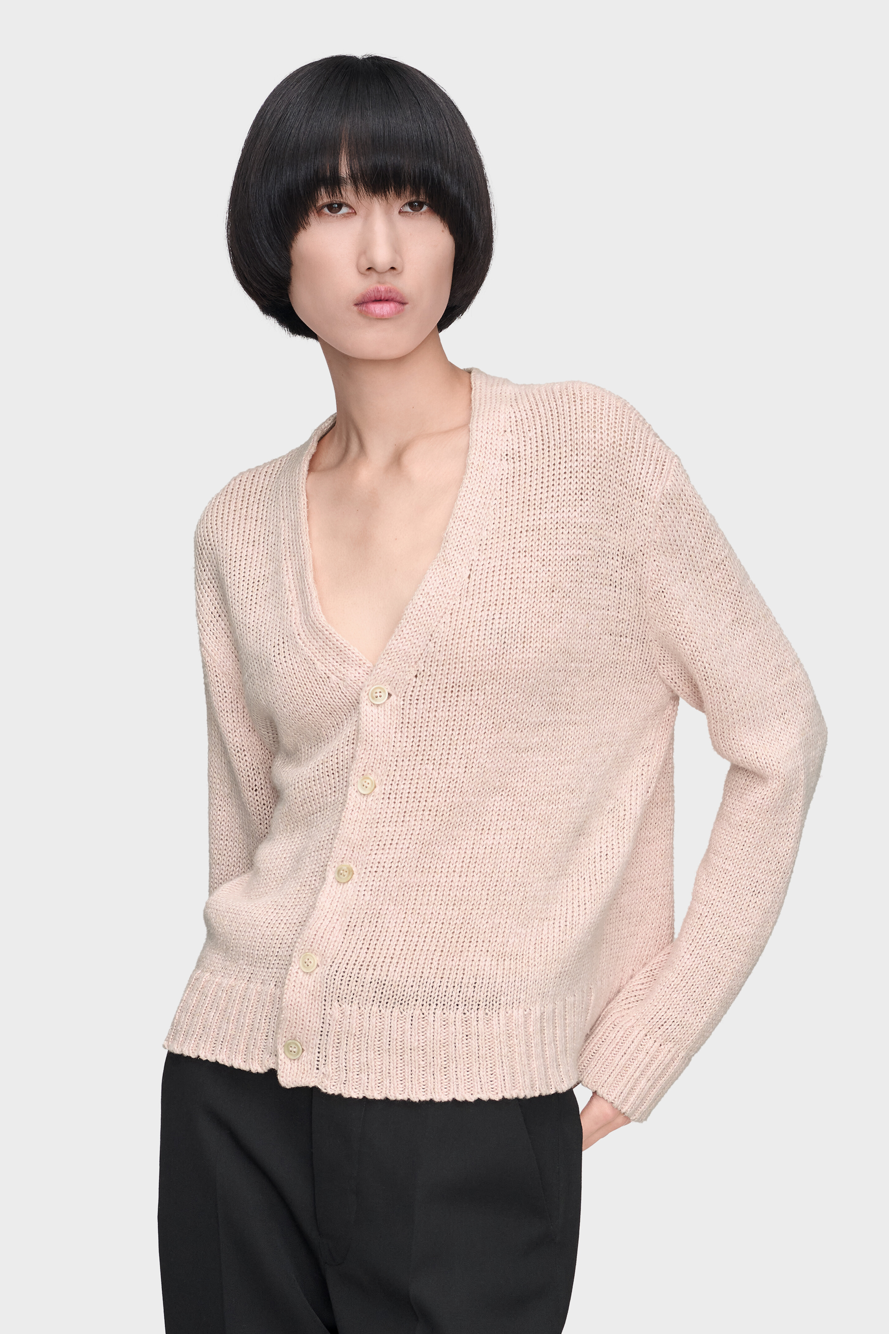 Gardening hemp knit cardigan Pale Pink | Maison Margiela Official