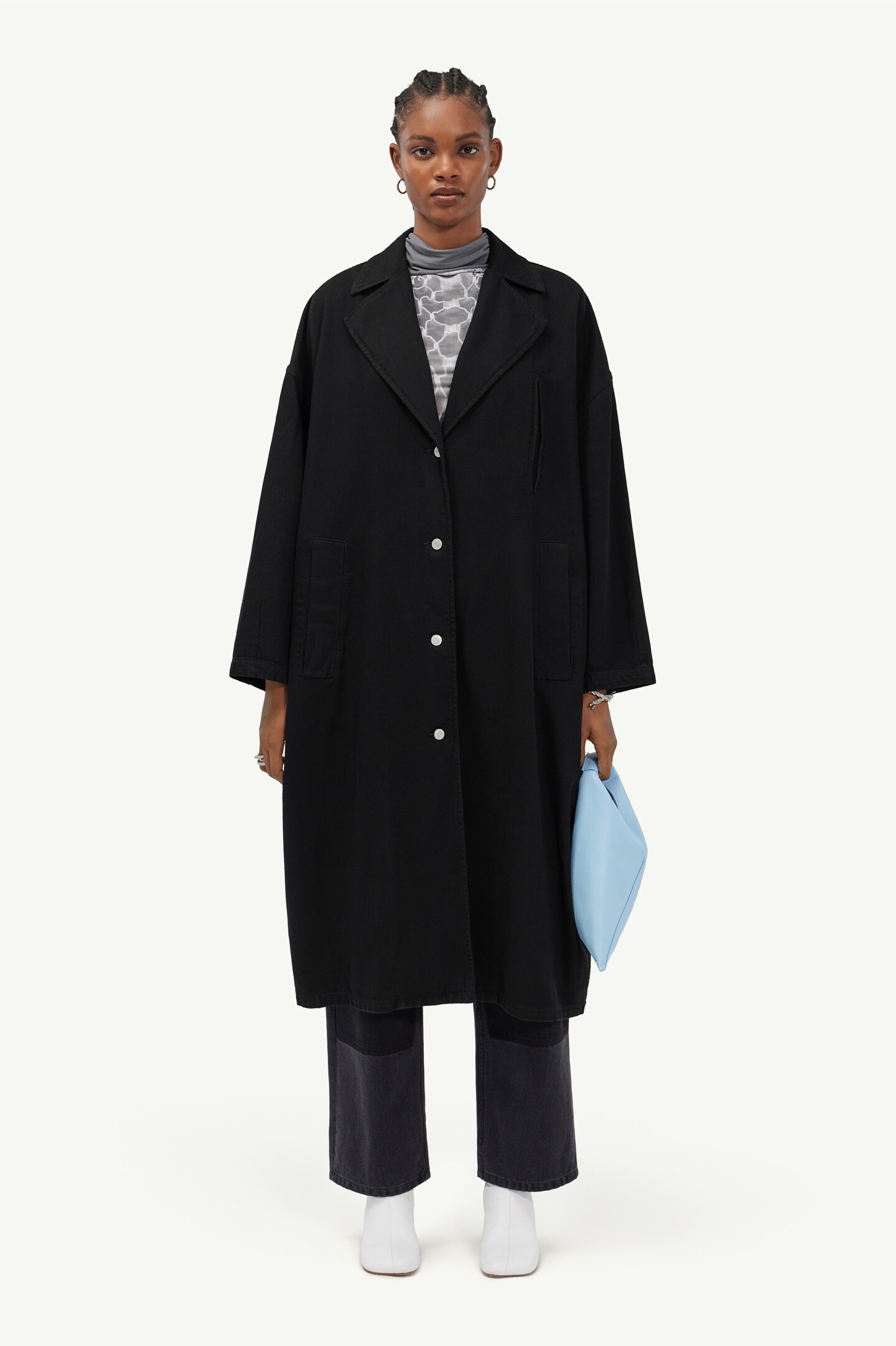 Black Oversized indigo denim coat | MM6 Official