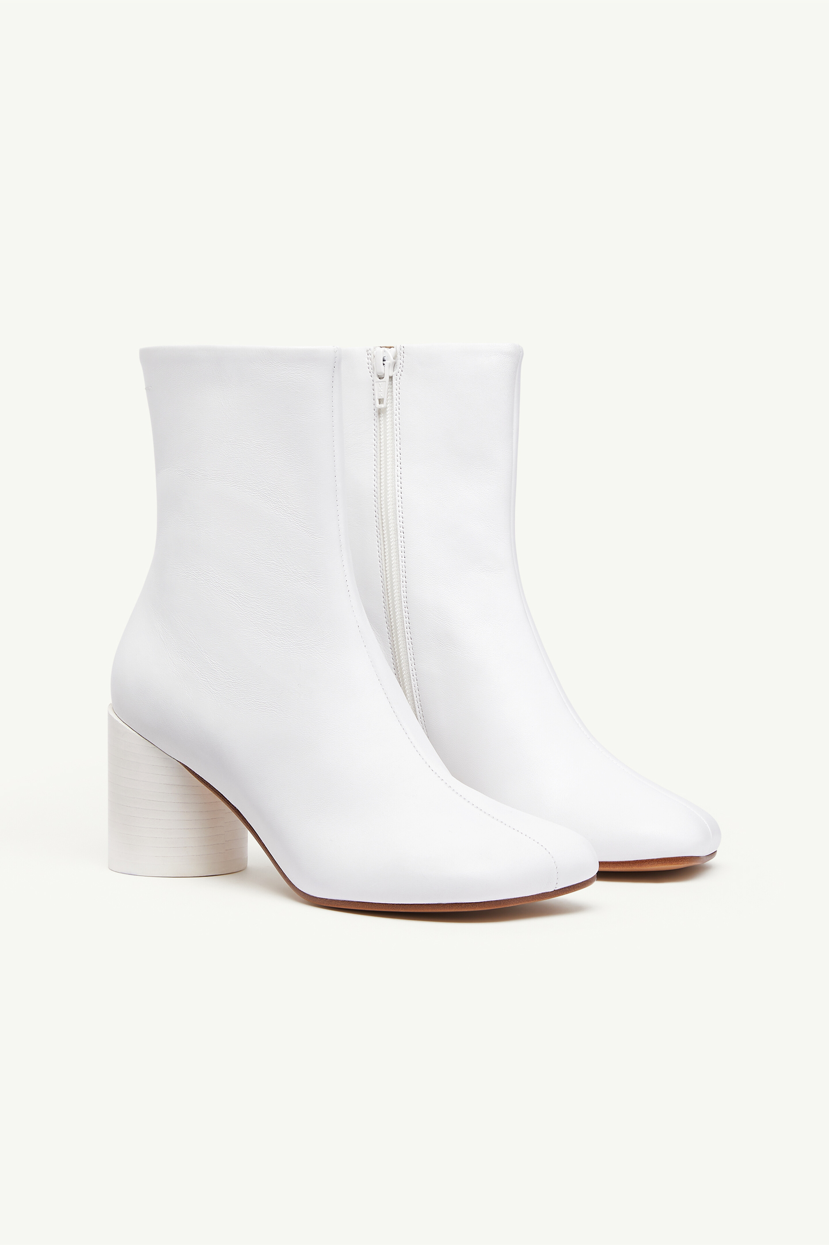 【MM6】2019ss WHITE side ZIP ankle-BOOTS White Leather Zipped Ankle Boots | Maison Margiela