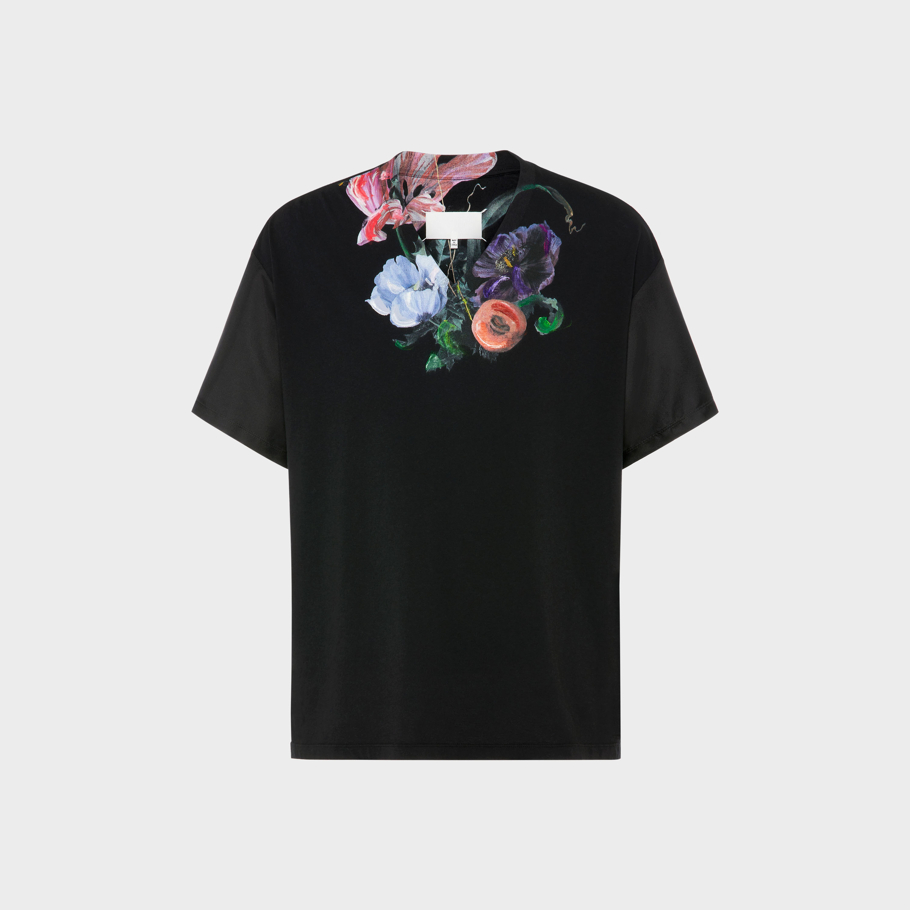 フラワープリント コットンシルクTシャツ ブラック | Maison Margiela公式