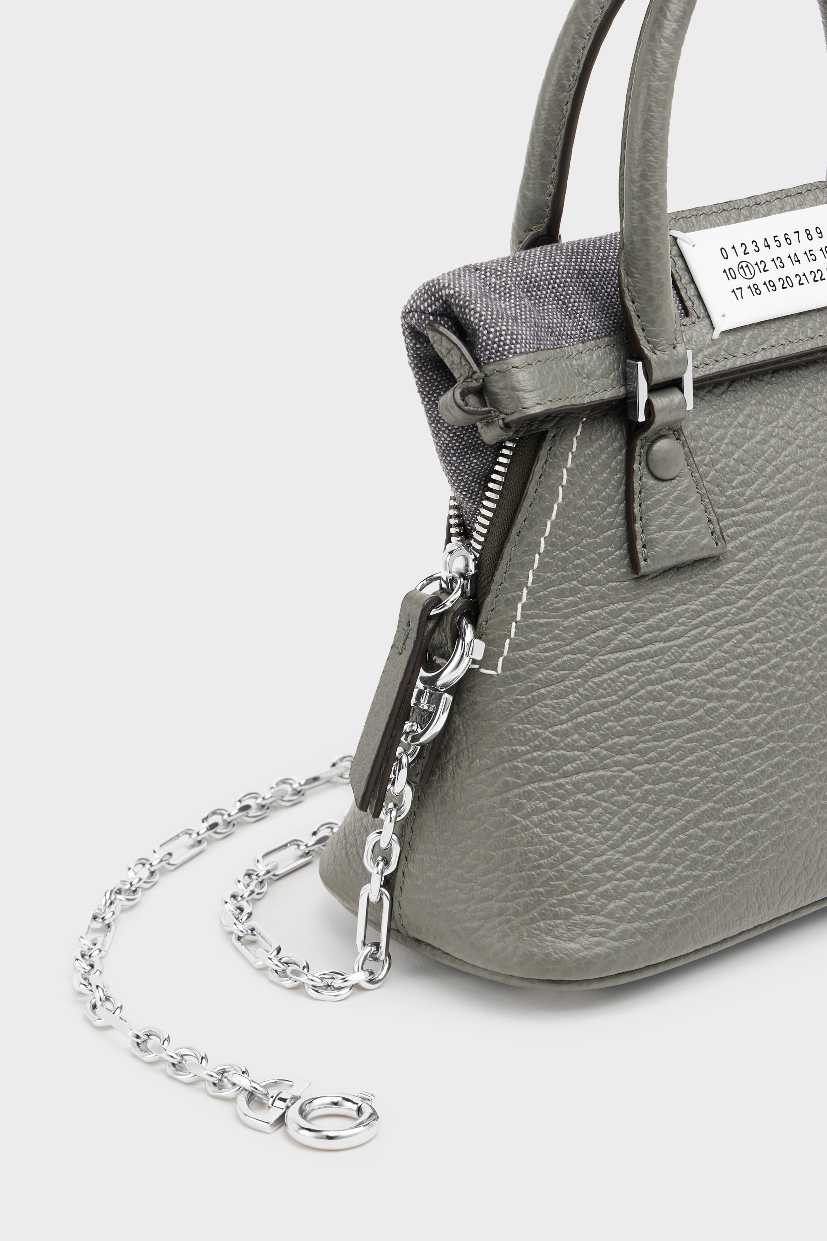 Gray Leather 5AC Classique Micro Shoulder Bag