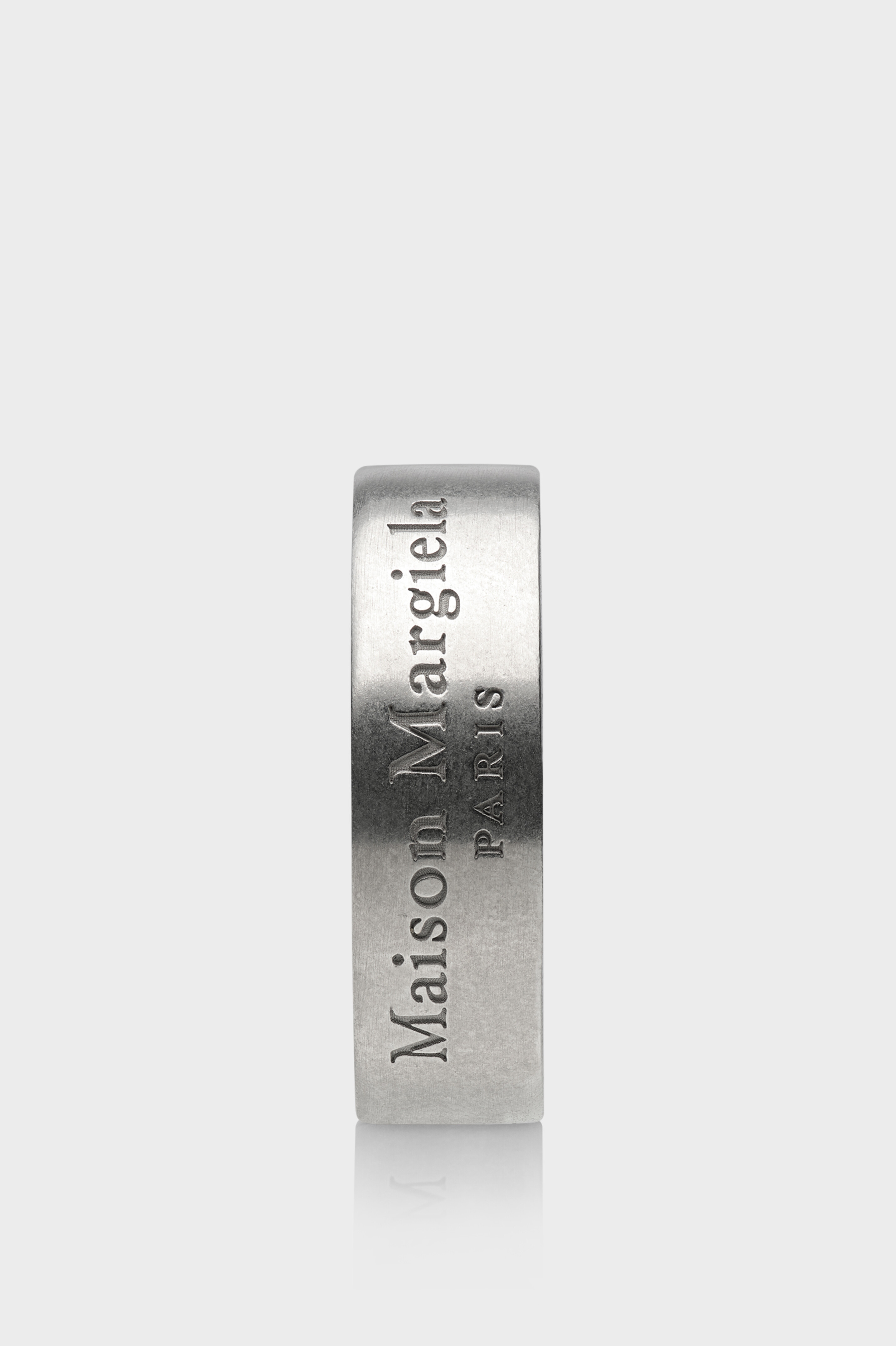 ★人気★ Maison Margiela Logo Ring Matte Silver Medium-Width Logo Ring | Maison Margiela