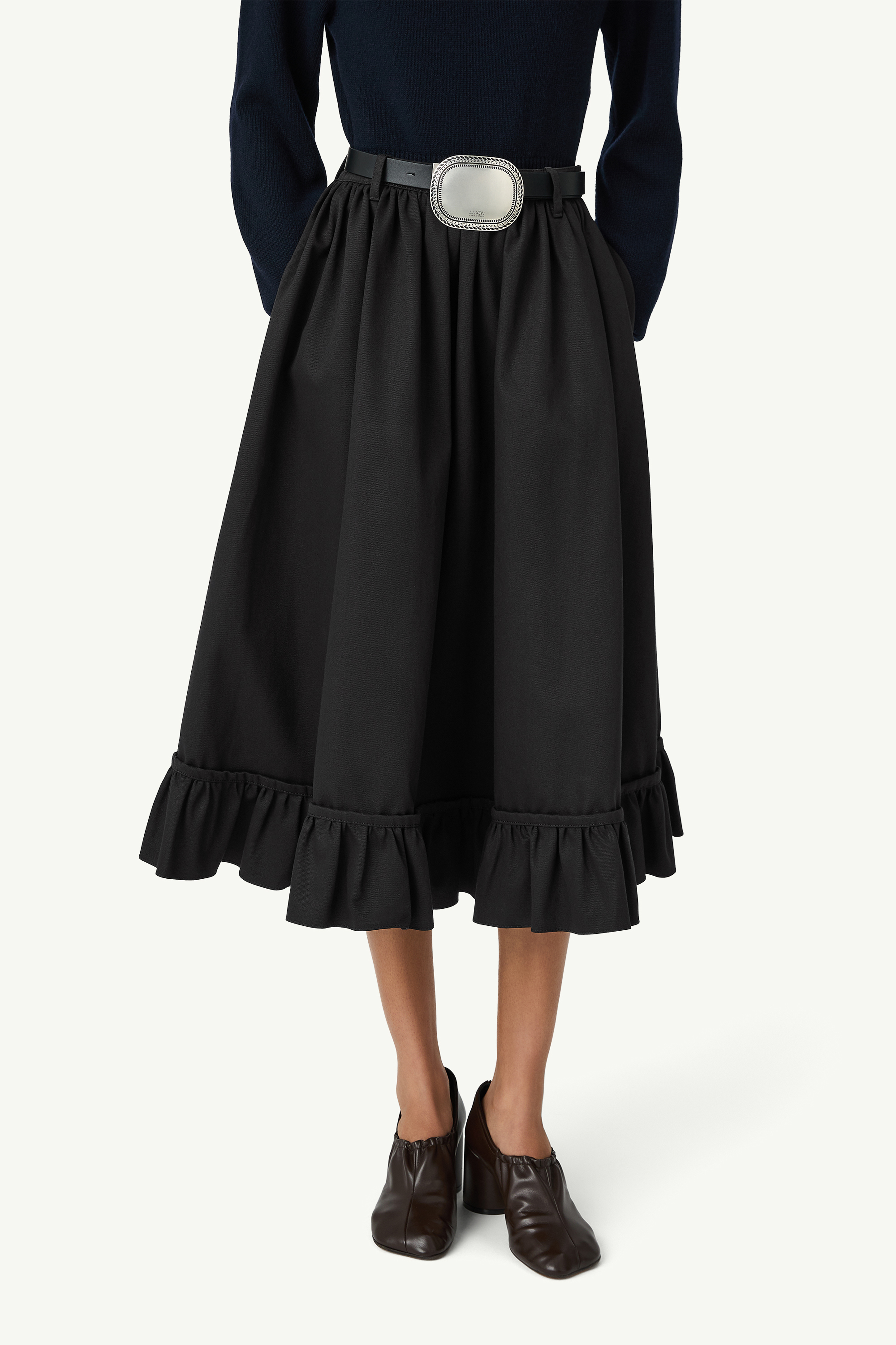 Black Quilted lining gathered skirt | MM6 Official
