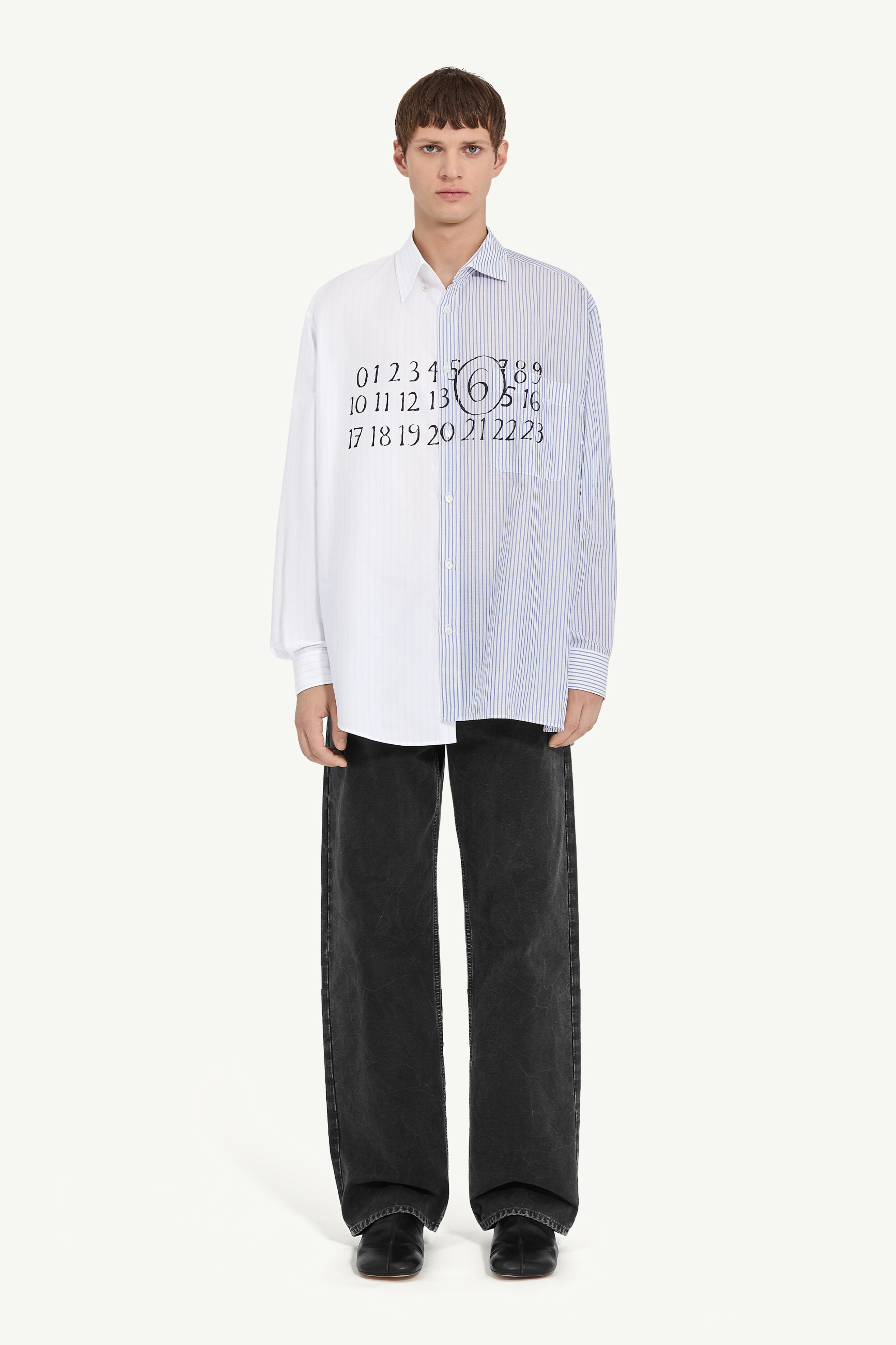 White Stripped Asymmetric Shirt | Maison Margiela