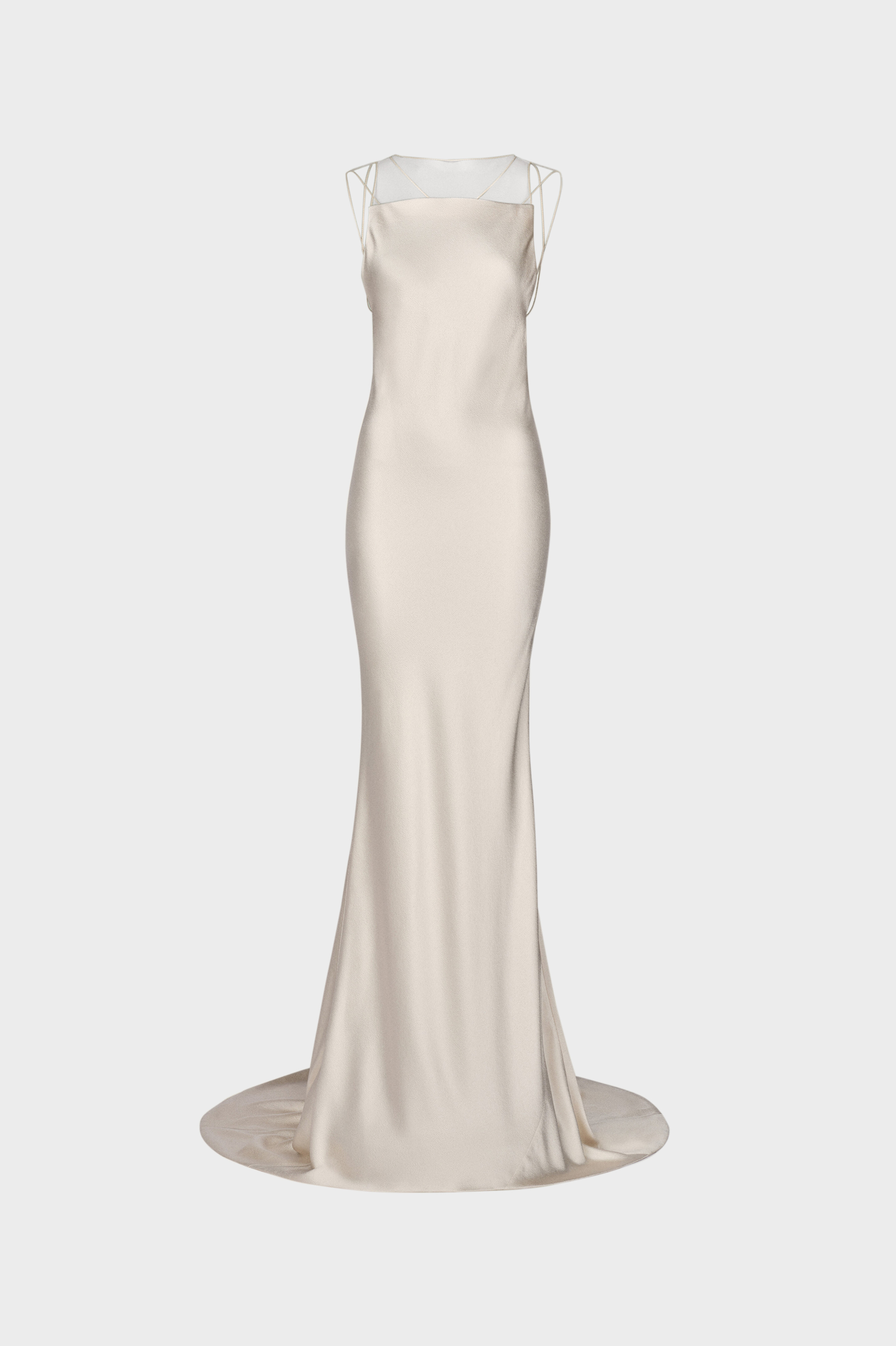 Ivory Hammered Satin Flared Maxi Dress | Maison Margiela Ivory Hammered Satin Flared Maxi Dress | Maison Margiela