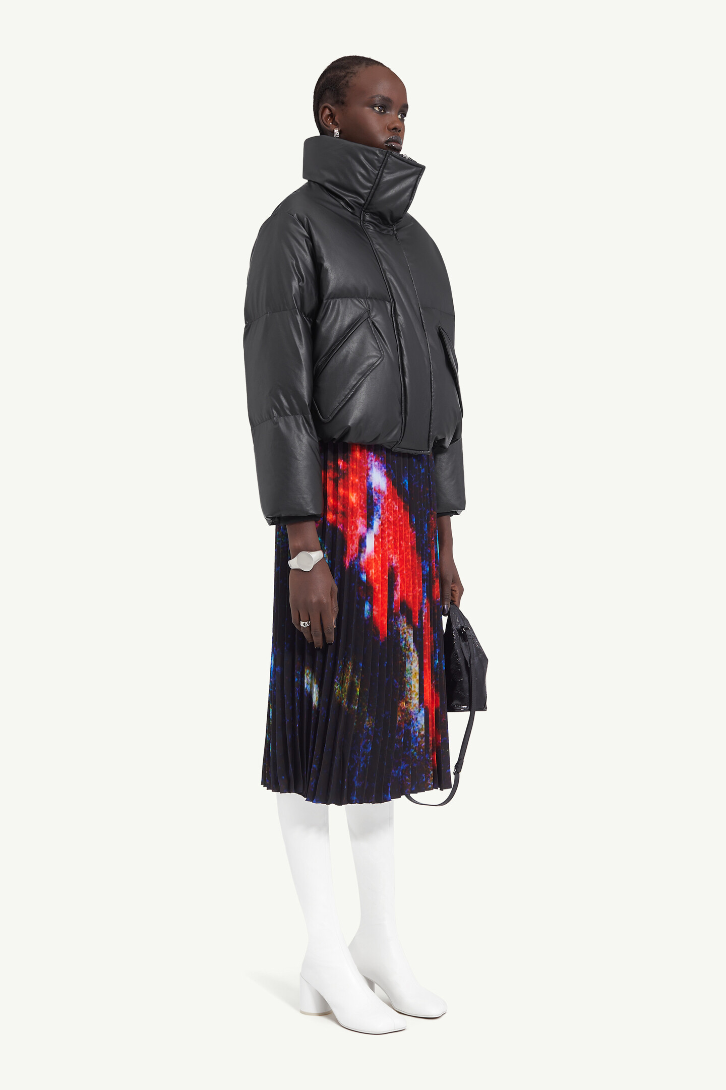 Black High-collar Puffer Jacket | MM6