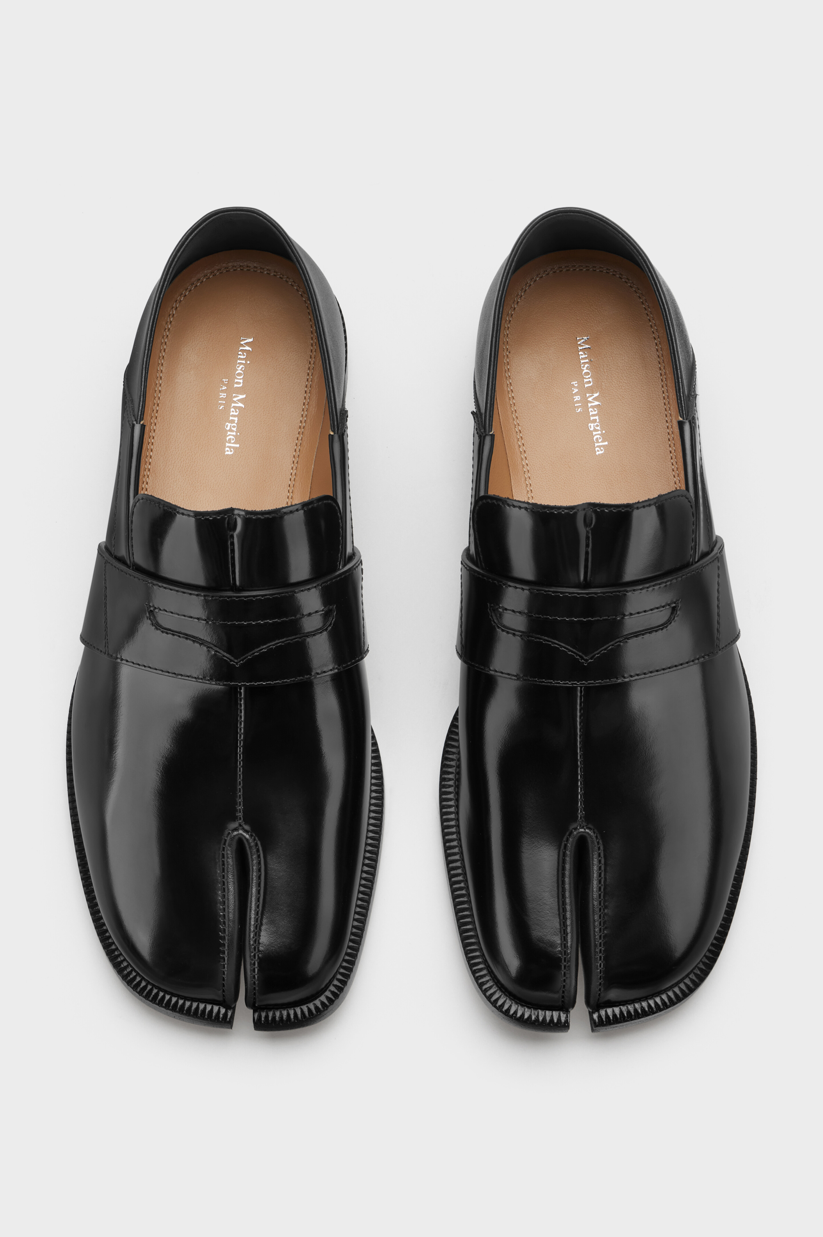 Women's Black Leather Tabi Loafers | Maison Margiela