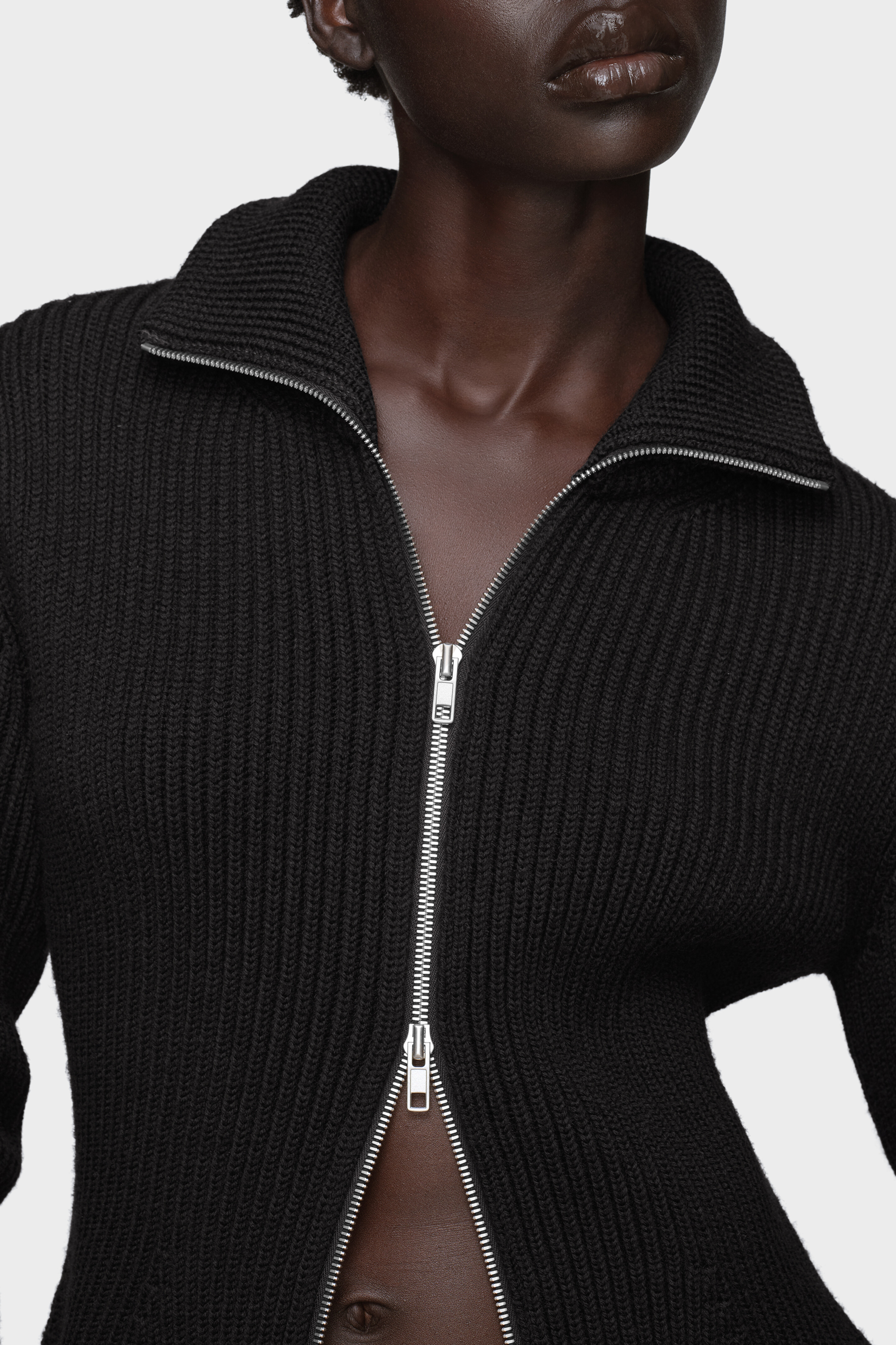 Black Wool zipped cardigan | Maison Margiela Official