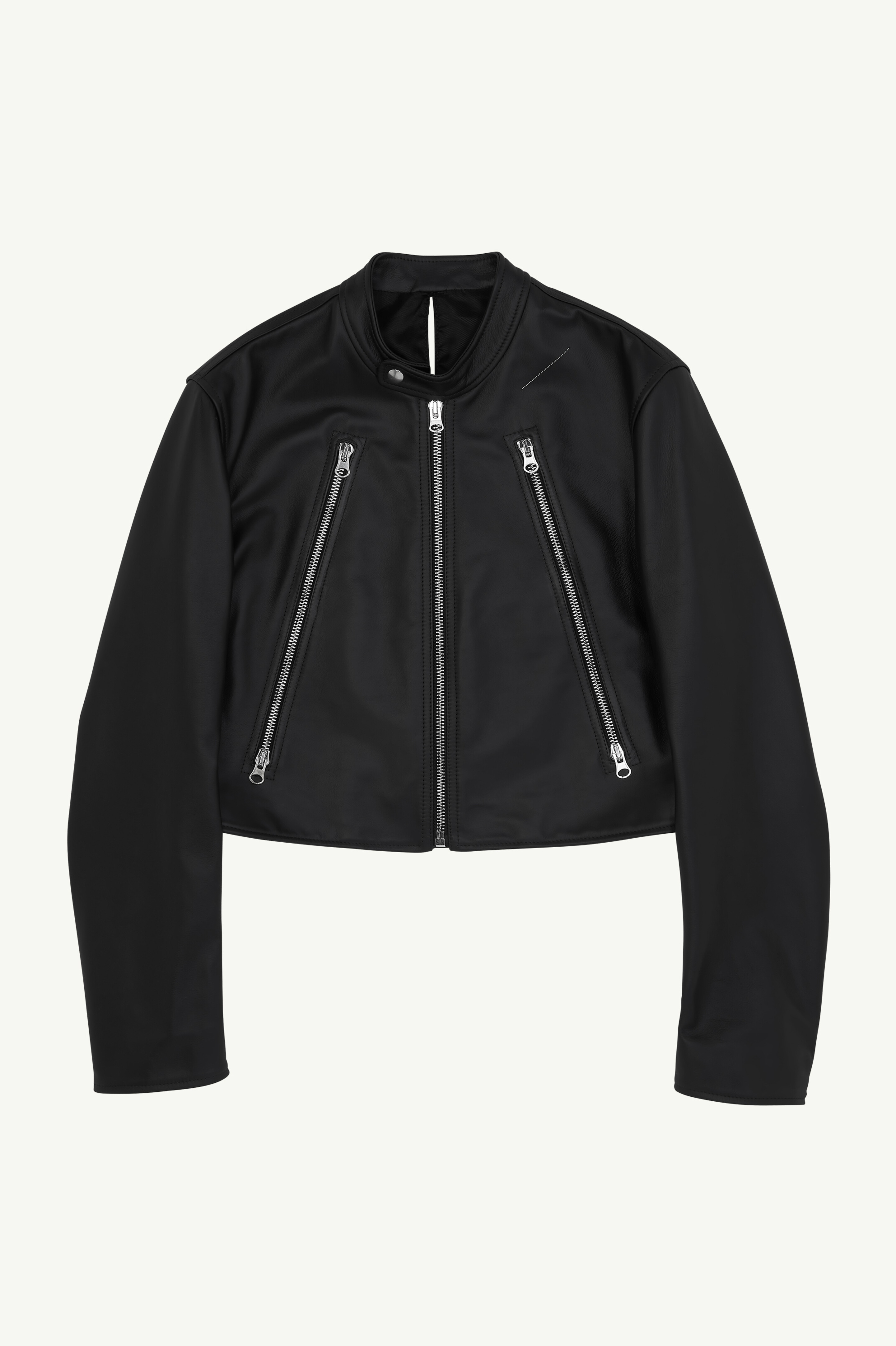 Black Leather Buttoned Twist Jacket | Maison Margiela