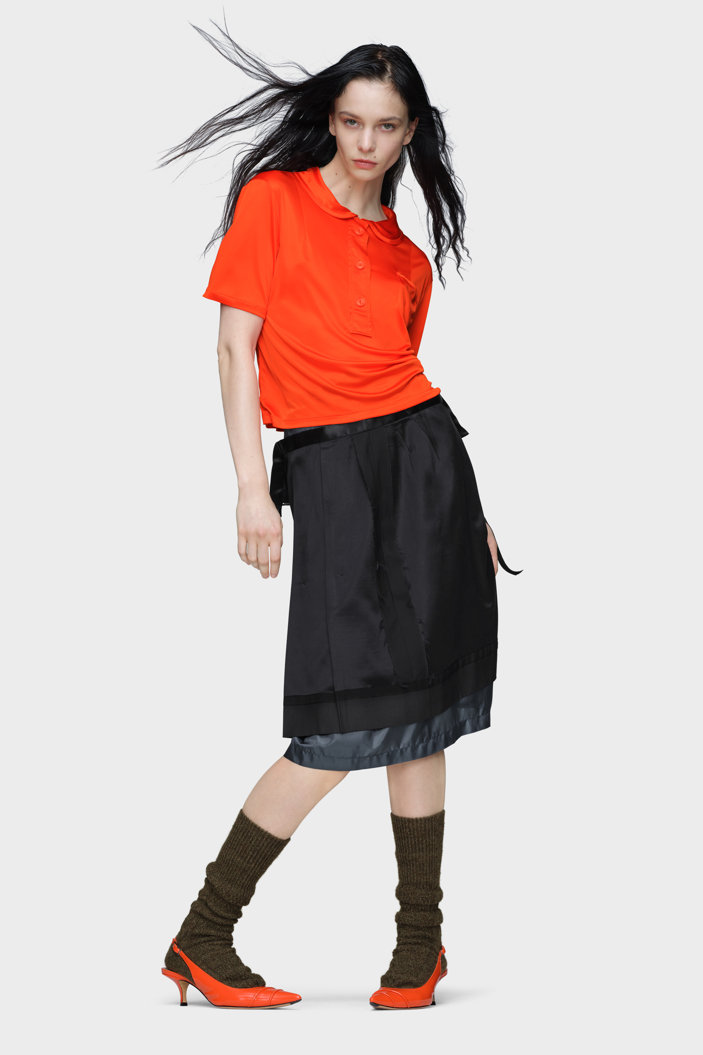 Women's Black Wool & Silk Midi Skirt | Maison Margiela