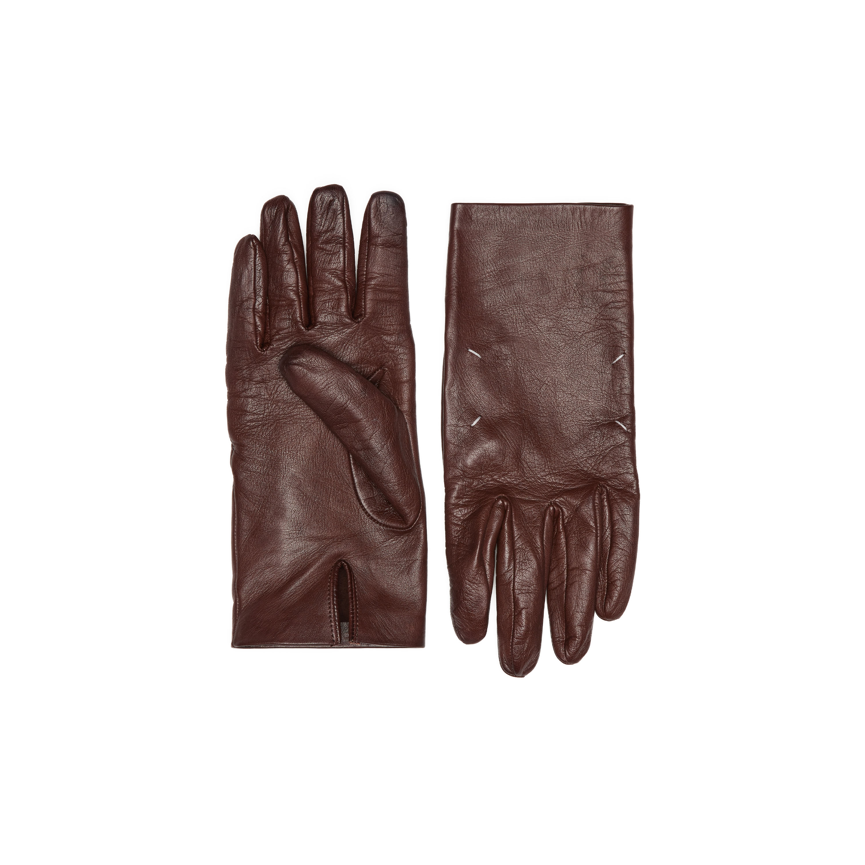 Cognac Leather gloves | Maison Margiela Official