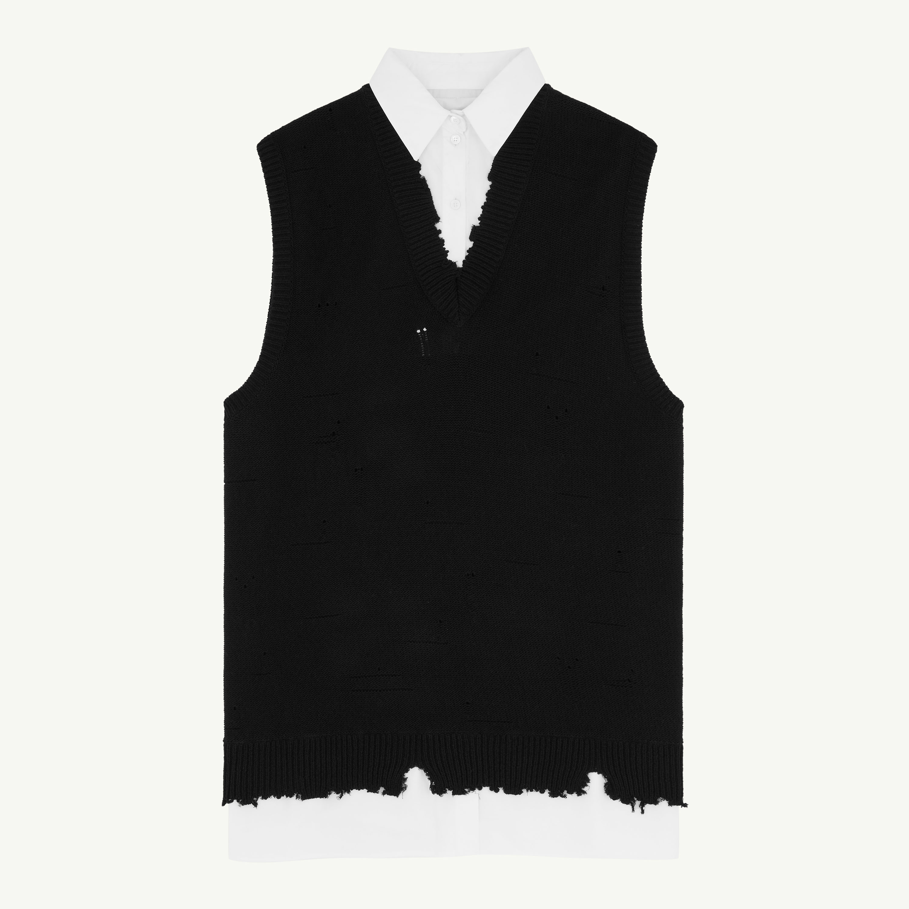 Distressed knit vest dress