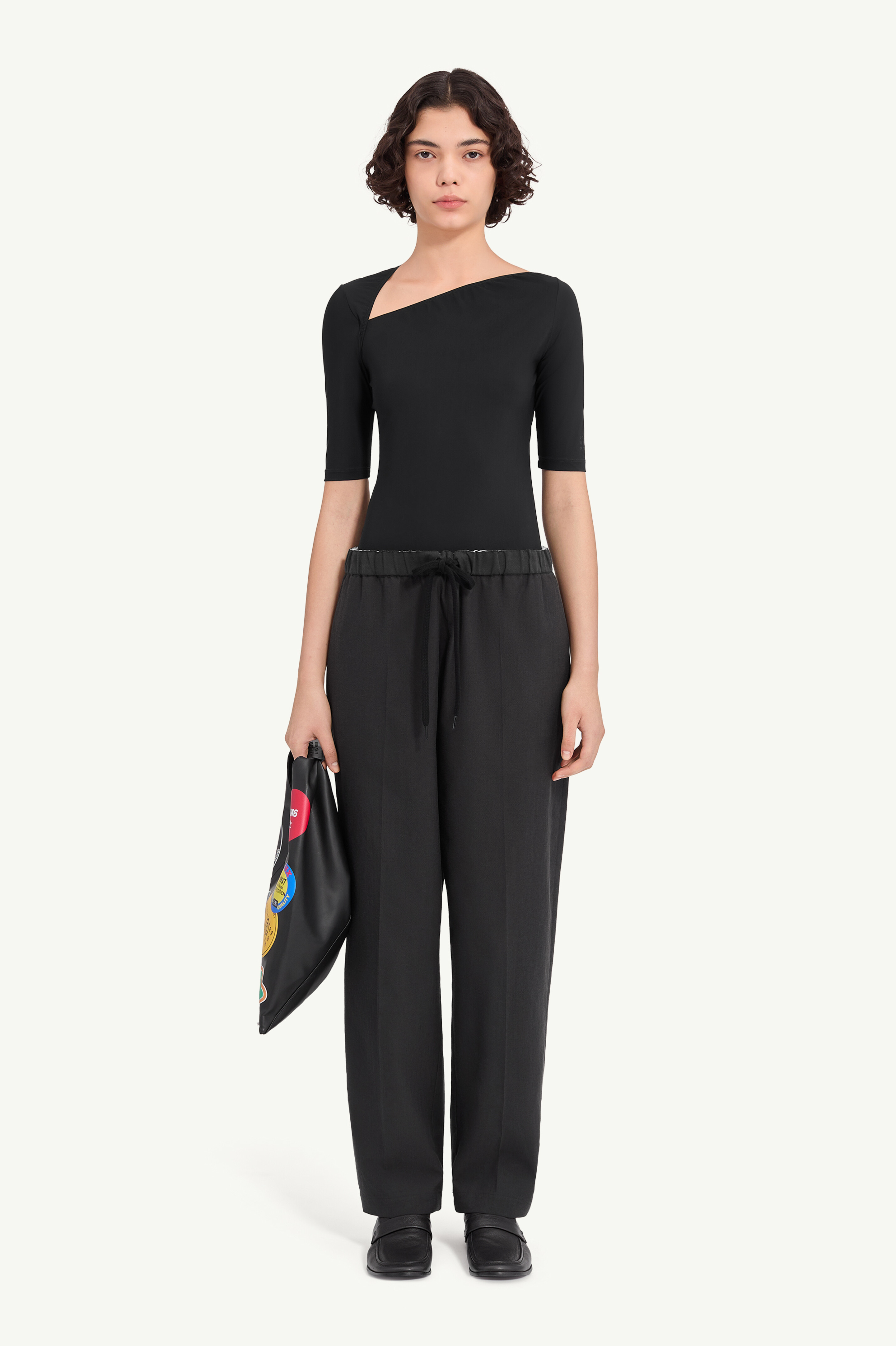 Drawstring wool shirting trousers