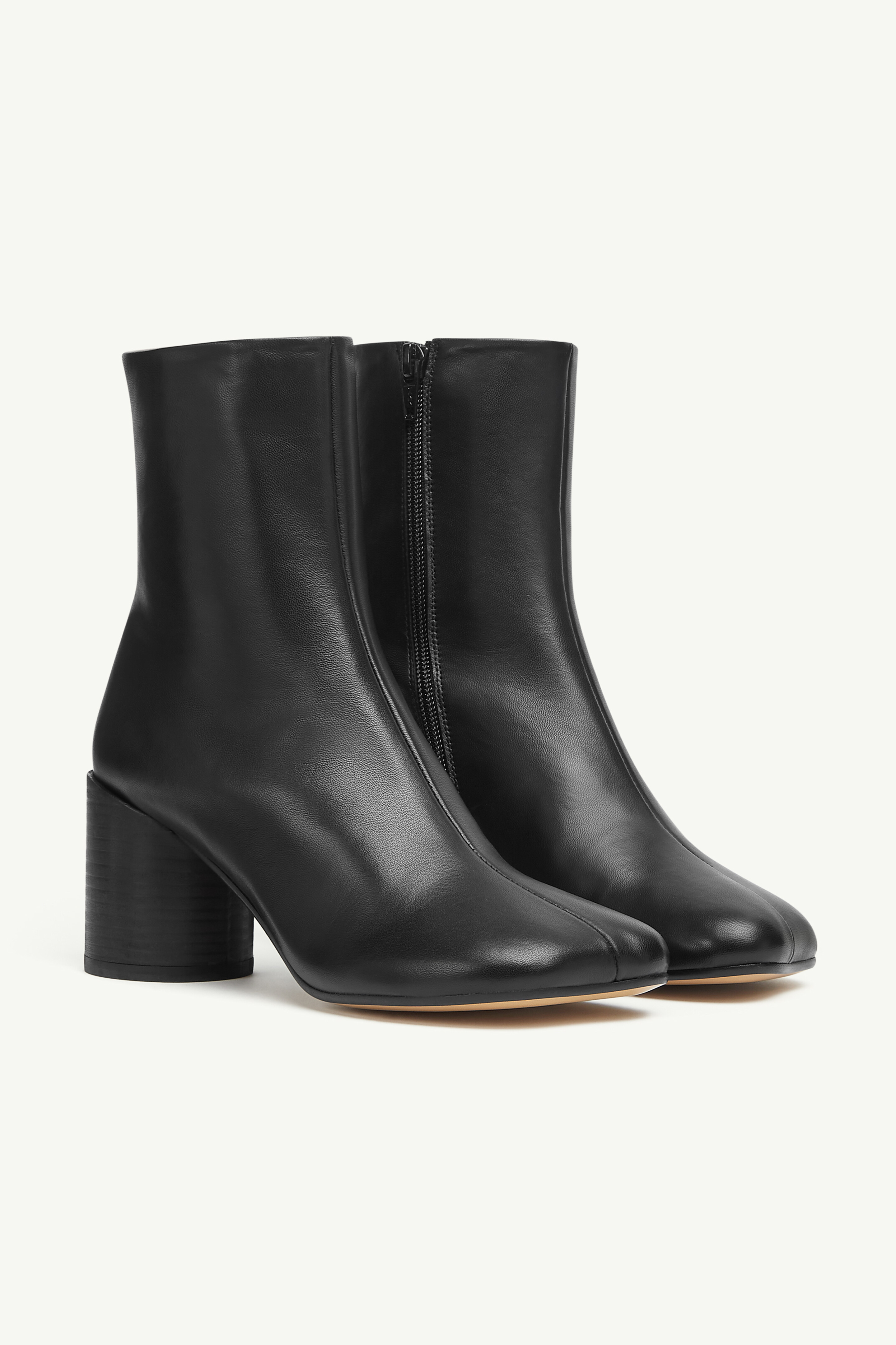 Black Leather Zipped Ankle Boots | MM6