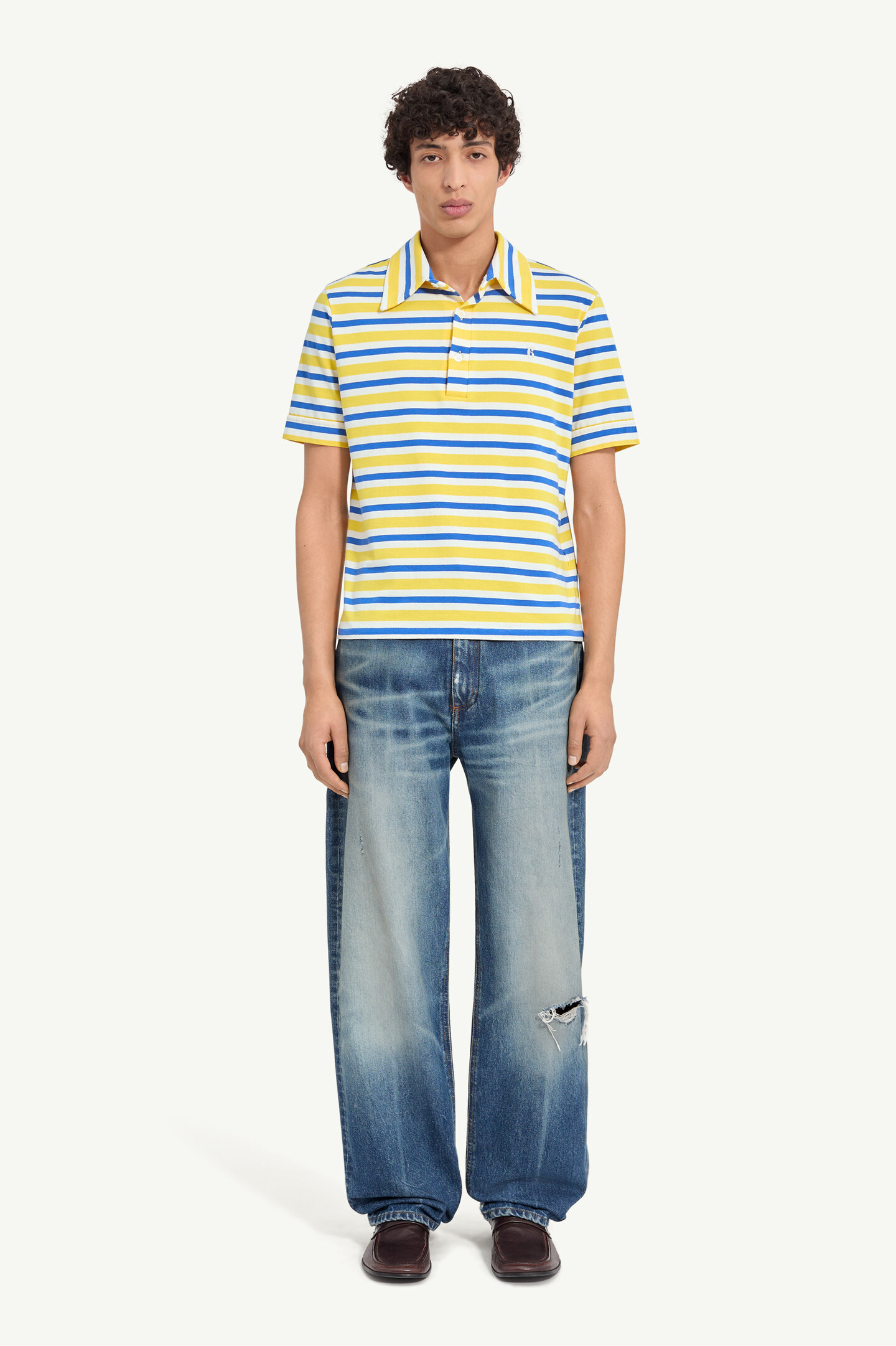 Yellow Striped Jersey Polo Shirt | MM6 Official