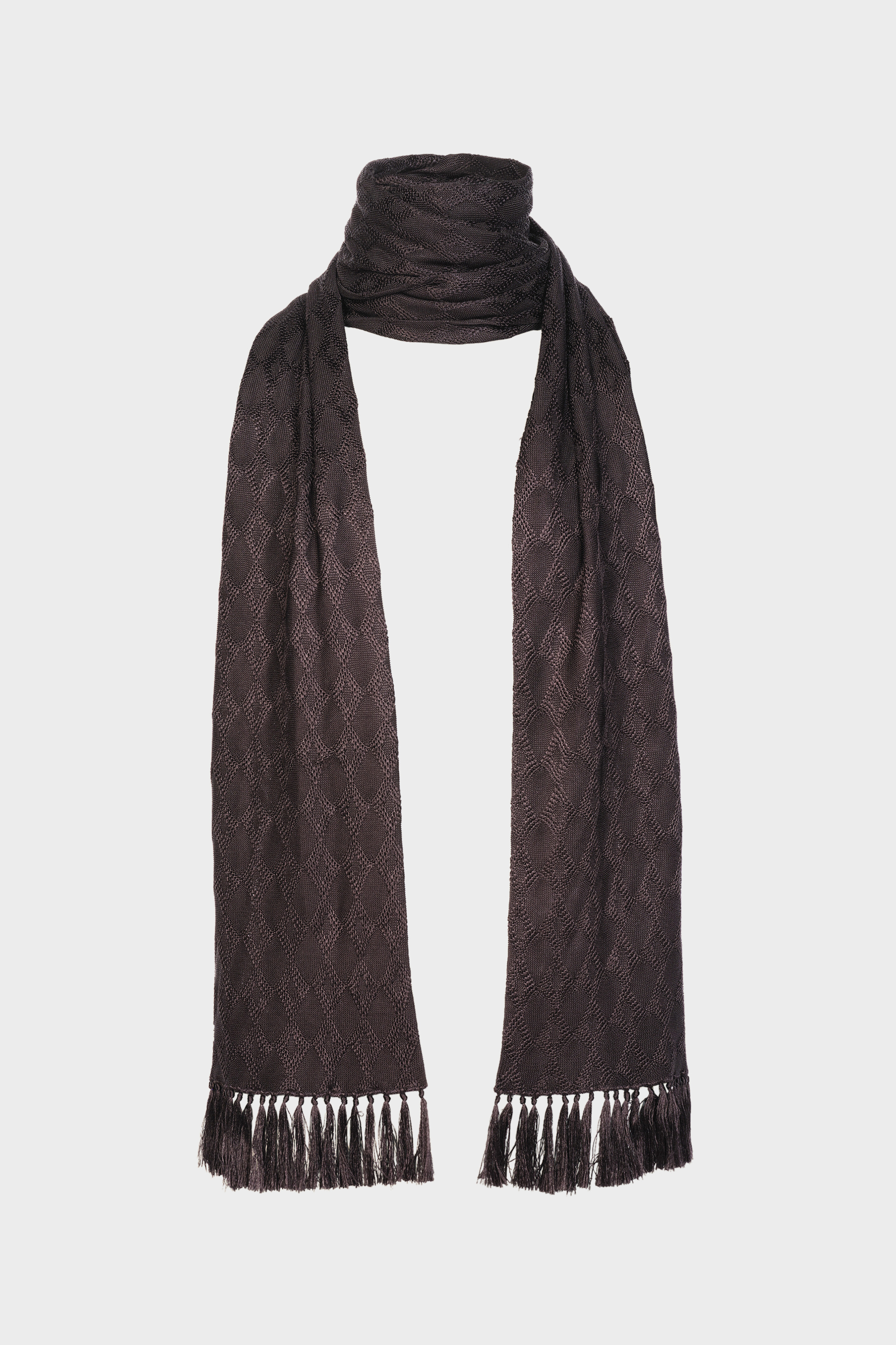 マルタンマルジェラ　シルク黒スカーフ Black Silk Long Knitted Scarf | Maison Margiela