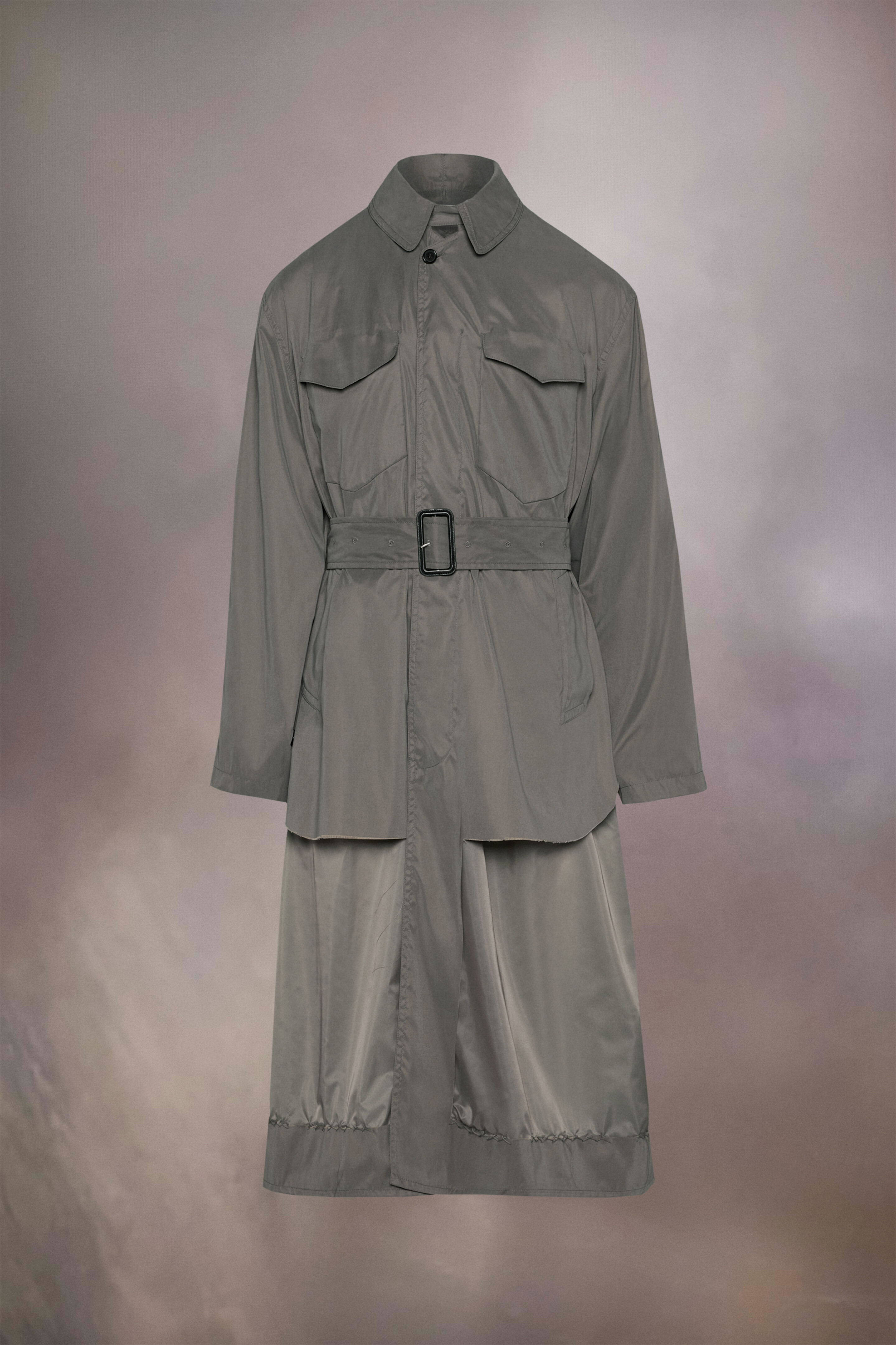 Grey Nylon Reversible Single-breasted Coat | Maison Margiela Grey Nylon Reversible Single-breasted Coat | Maison Margiela