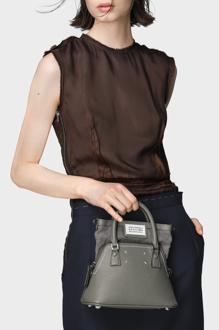 Gray Leather 5AC Classique Micro Shoulder Bag