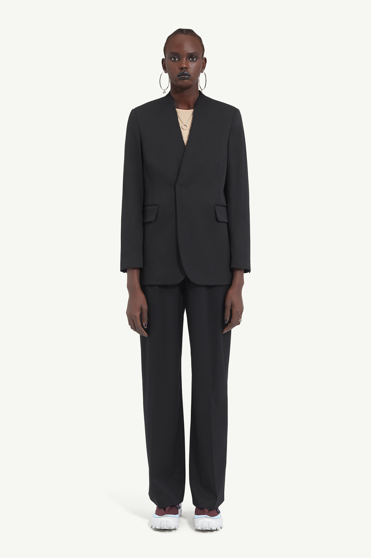 Black Women's Collarless Suit Jacket | MM6
