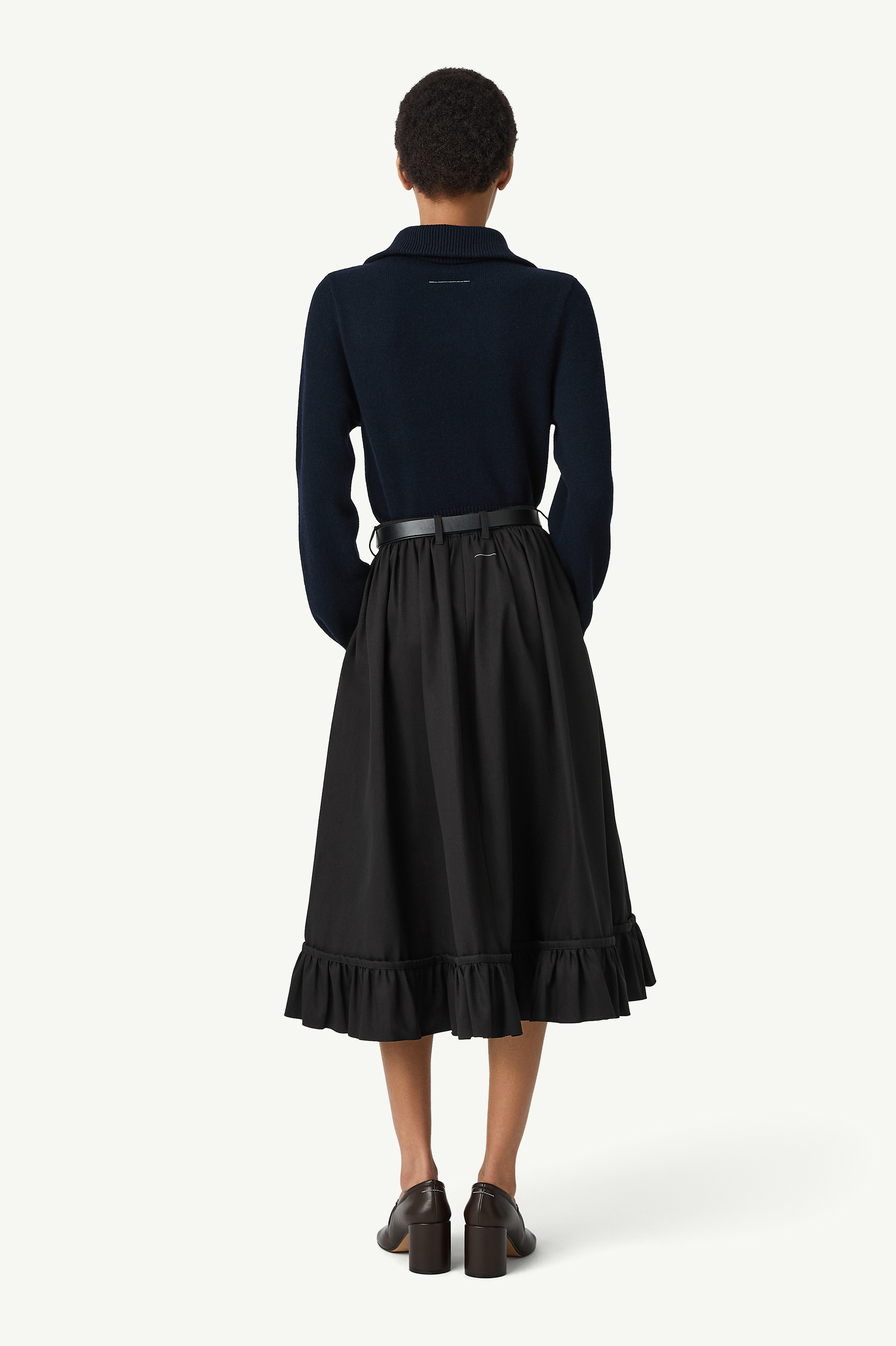 Black Quilted lining gathered skirt | MM6 Official