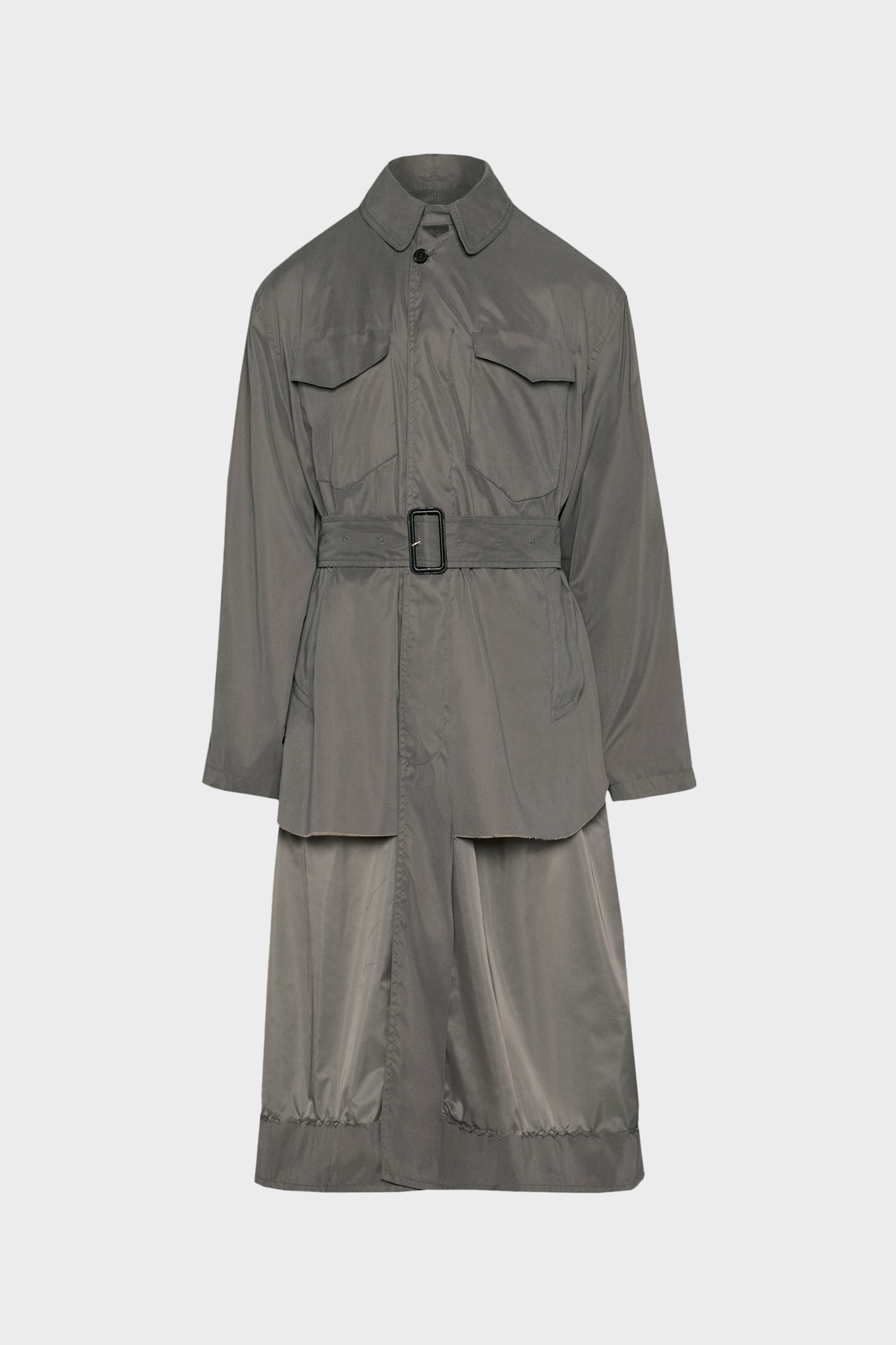 Grey Nylon Reversible Single-breasted Coat | Maison Margiela