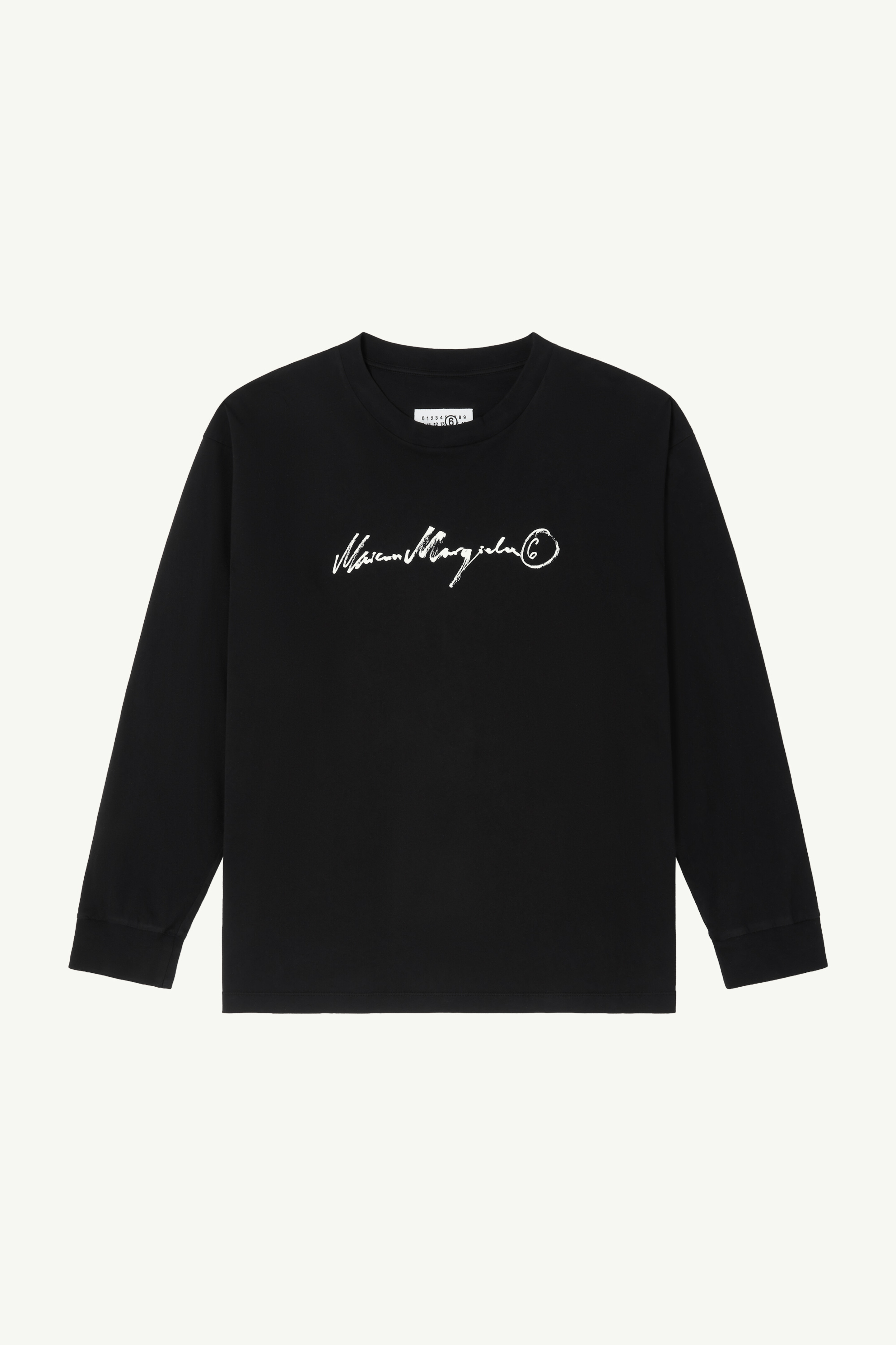 Long-sleeve overdyed handwritten-print T-shirt Black | MM6 Official