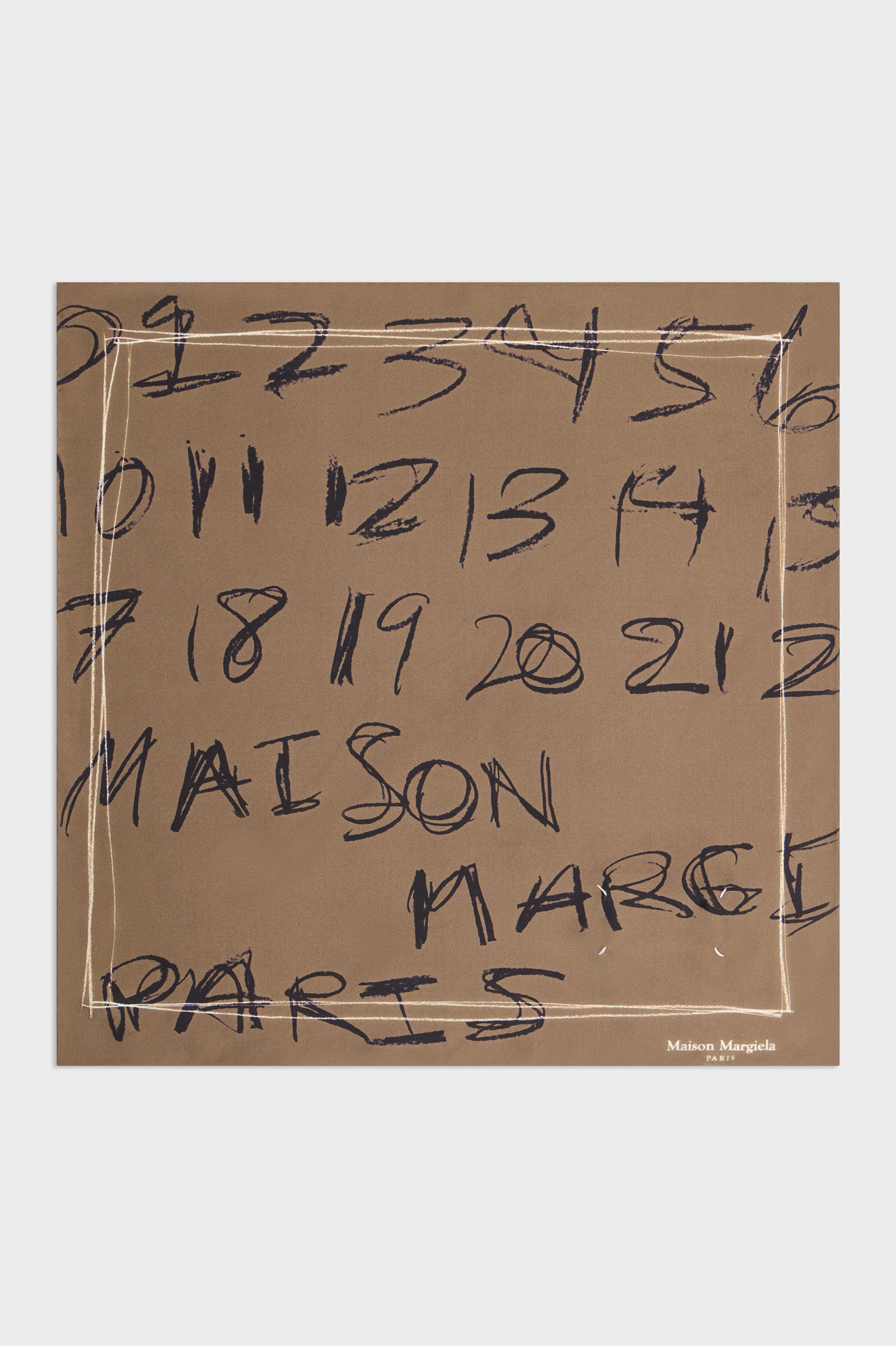 Scribbled Numerical silk foulard