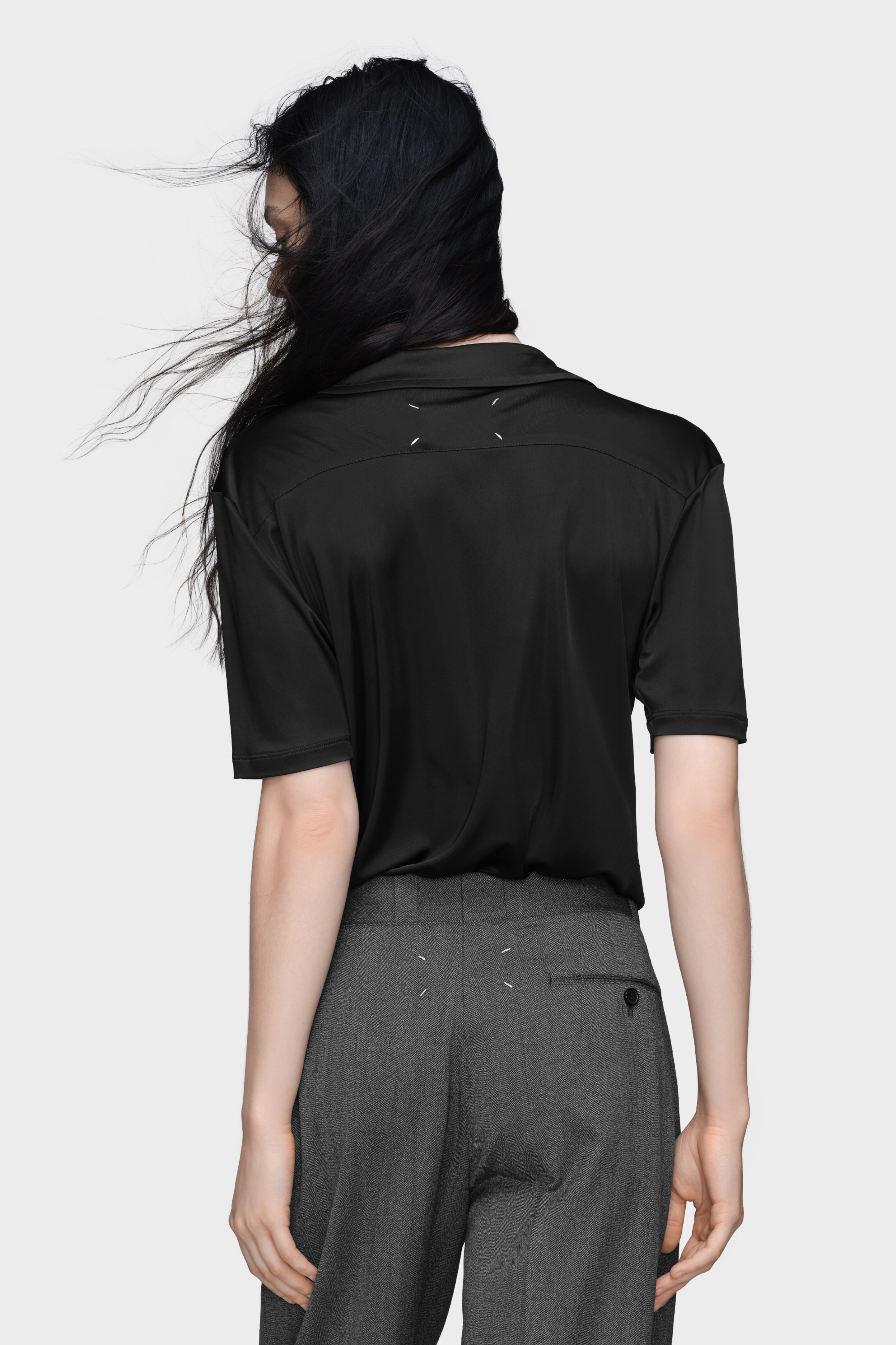 Women's Black Viscose Polo Shirt | Maison Margiela