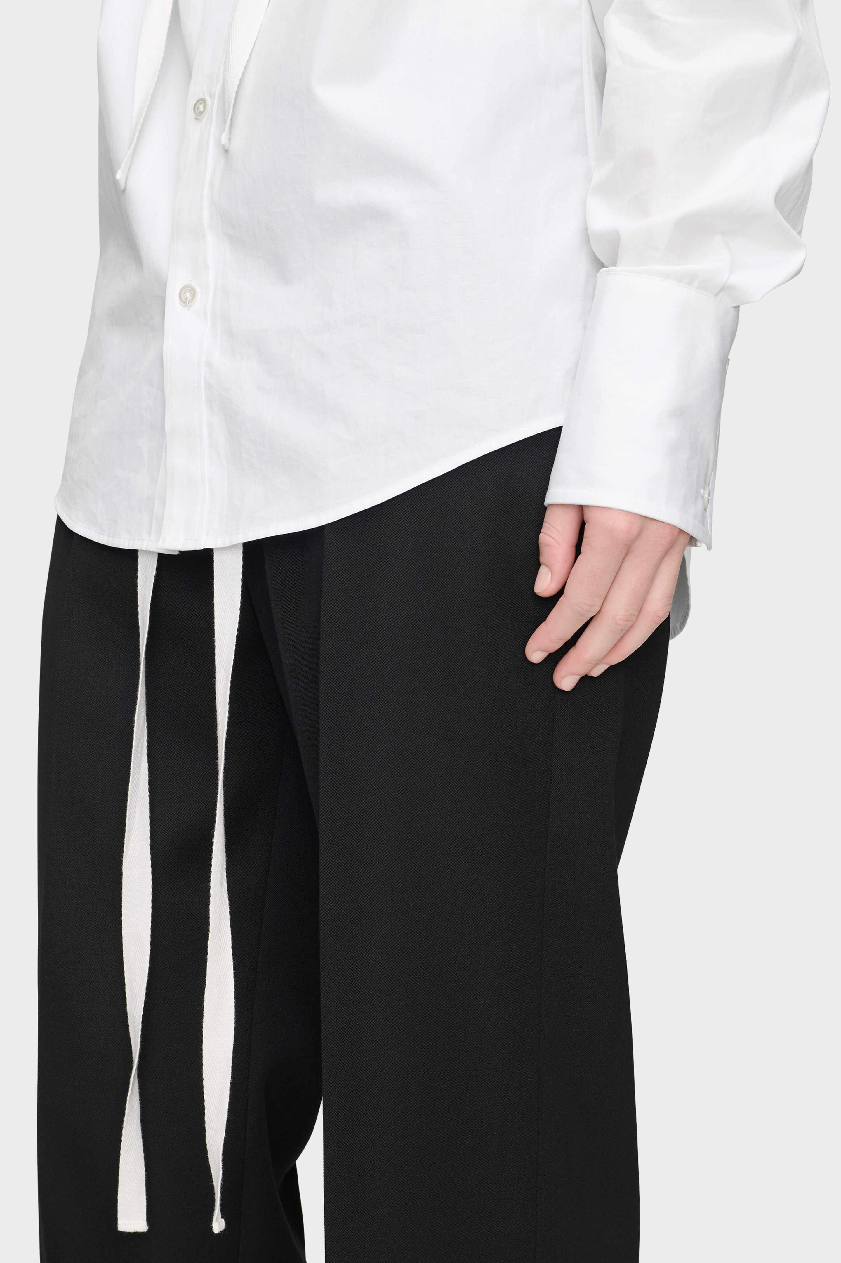 White V-Neck Cotton Shirt | Maison Margiela Official