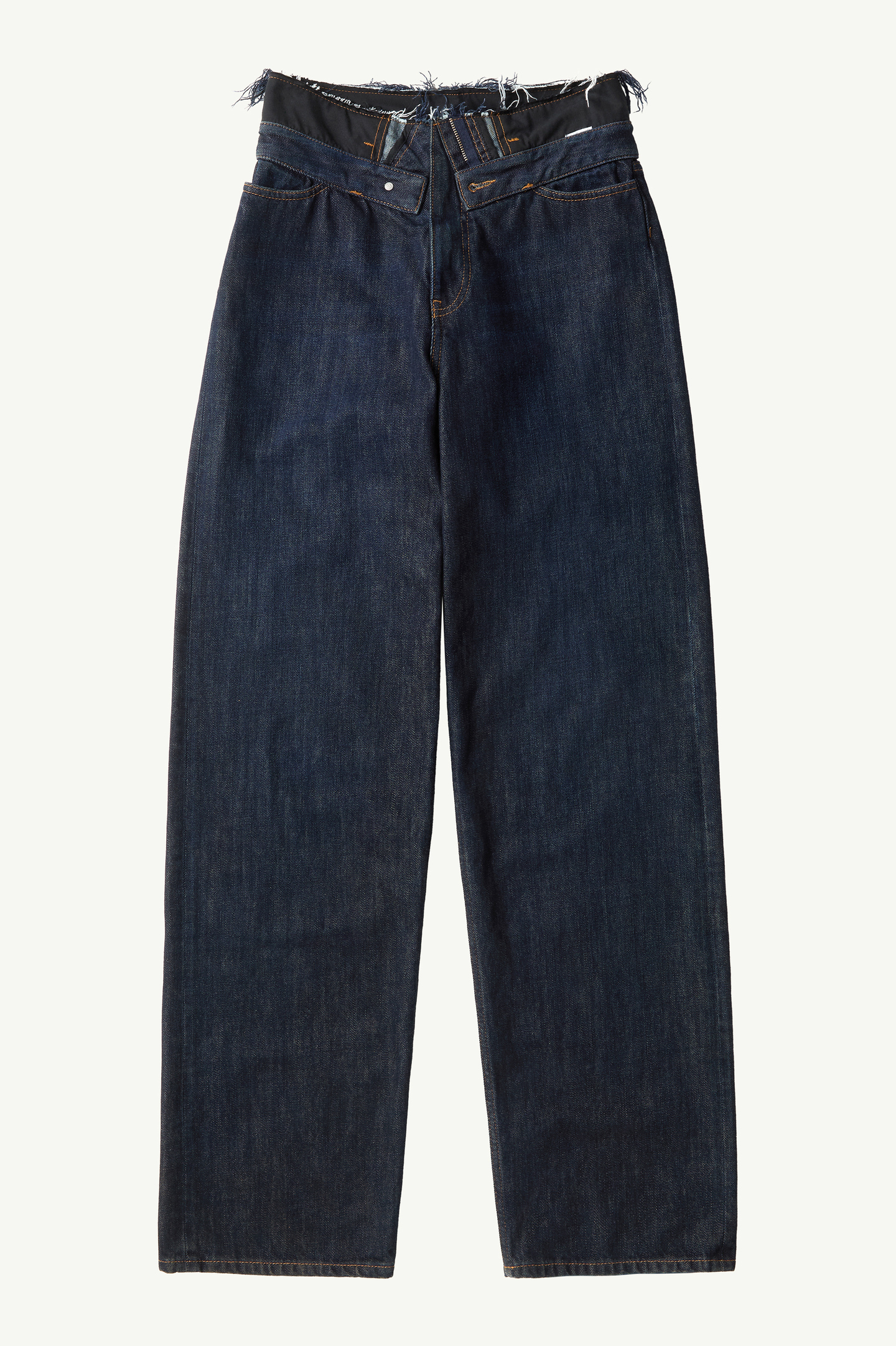 Blue Raw edge waist denim jeans | MM6 Official