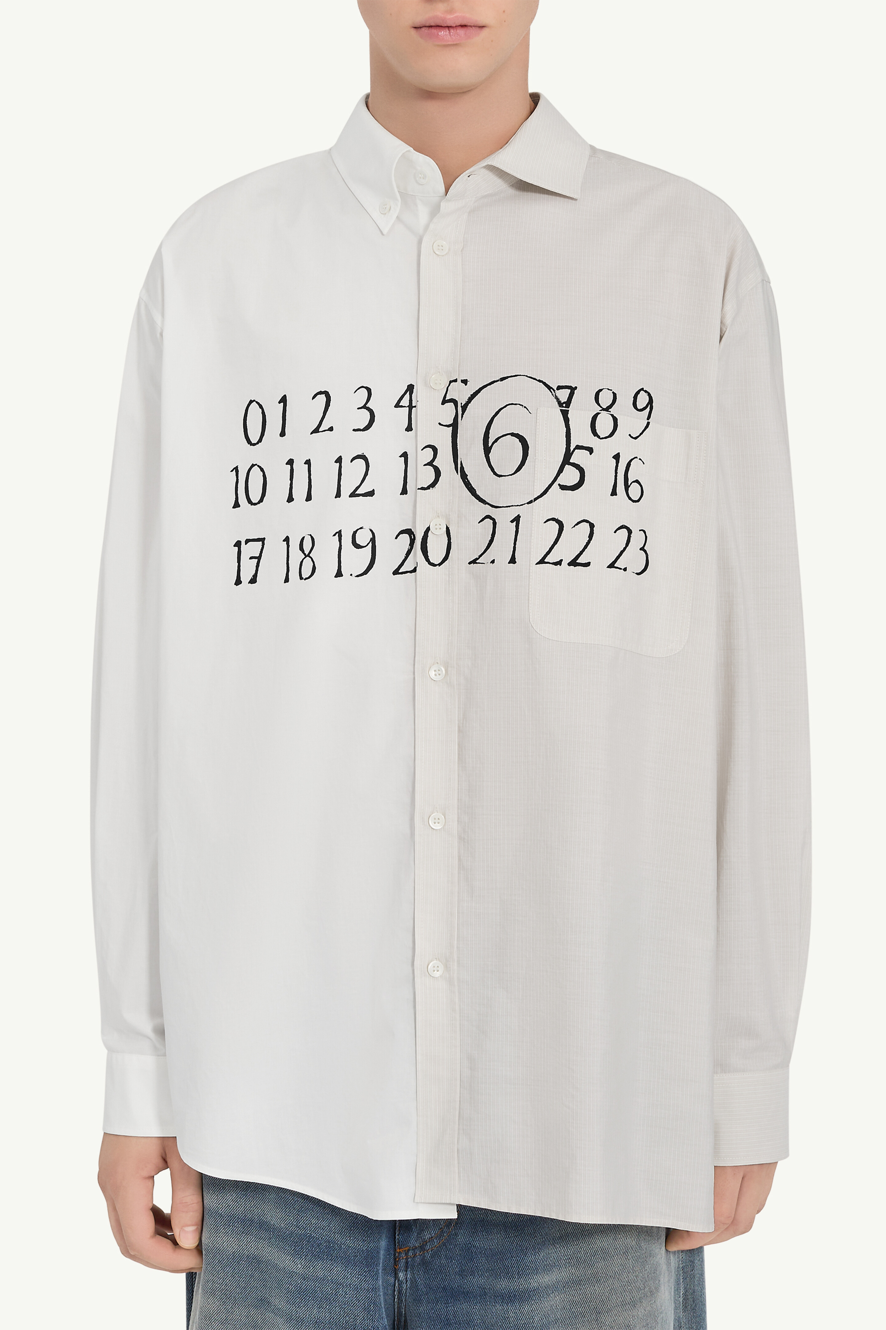 White Printed Asymmetric Shirt | Maison Margiela