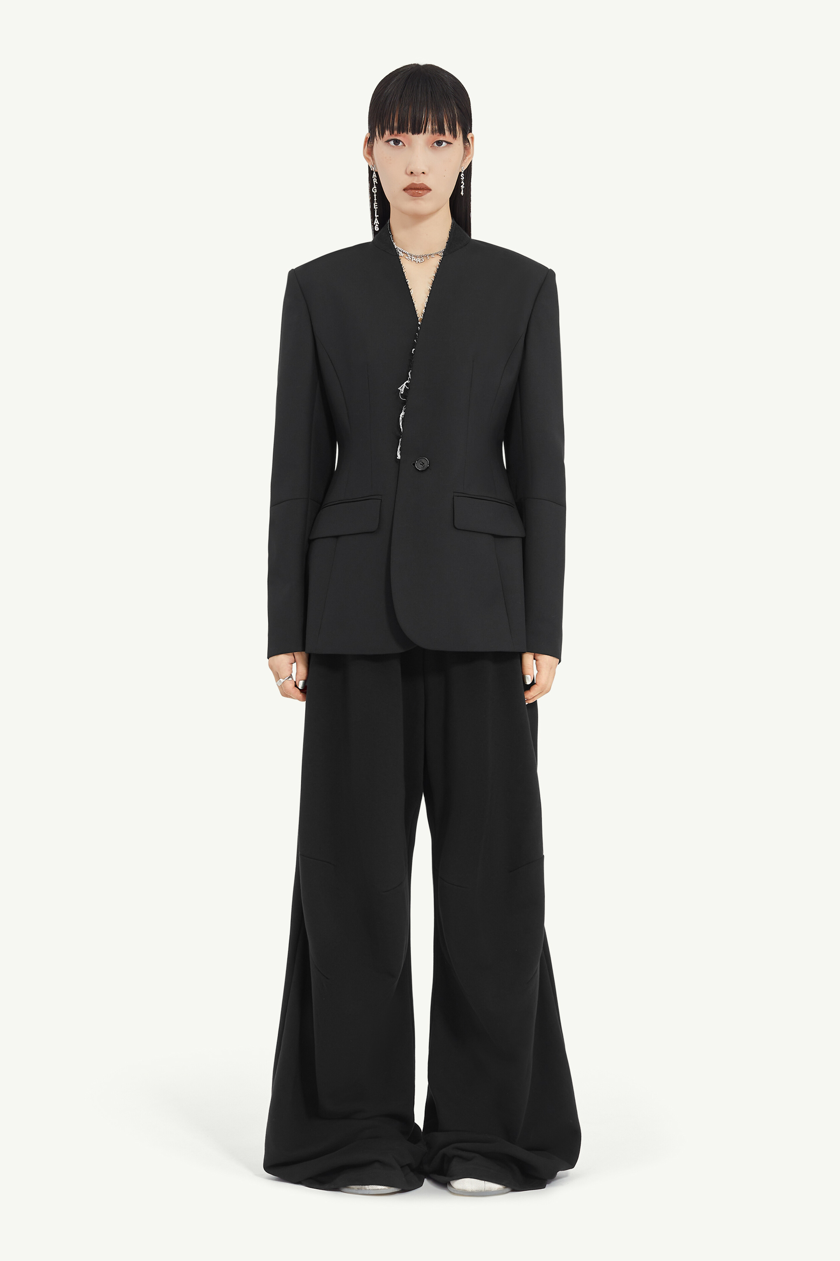 Collarless Suit Jacket